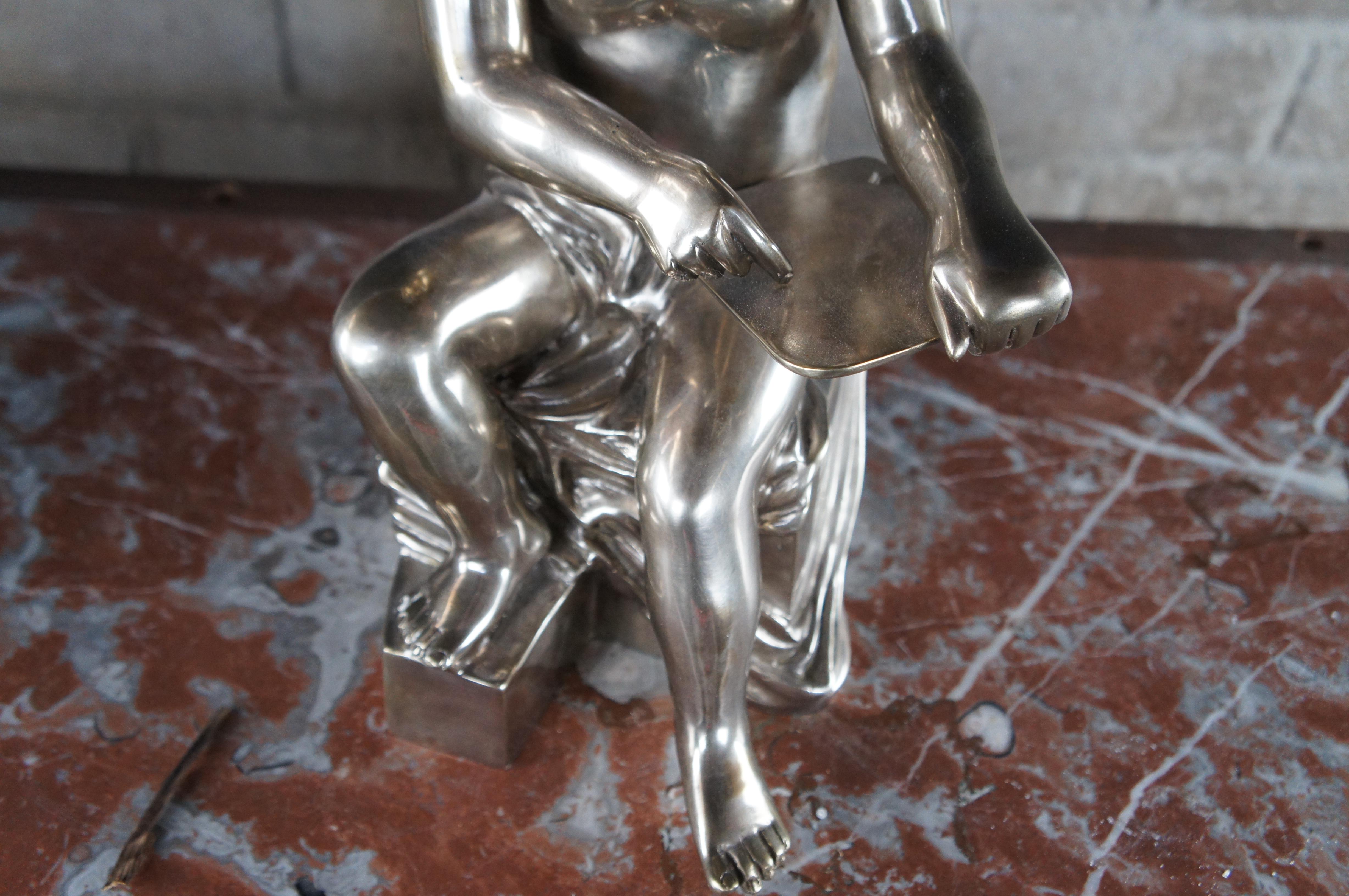 2 Grandi sculture neoclassiche d'argento in argento con figure di angeli e cherubini in vendita 5