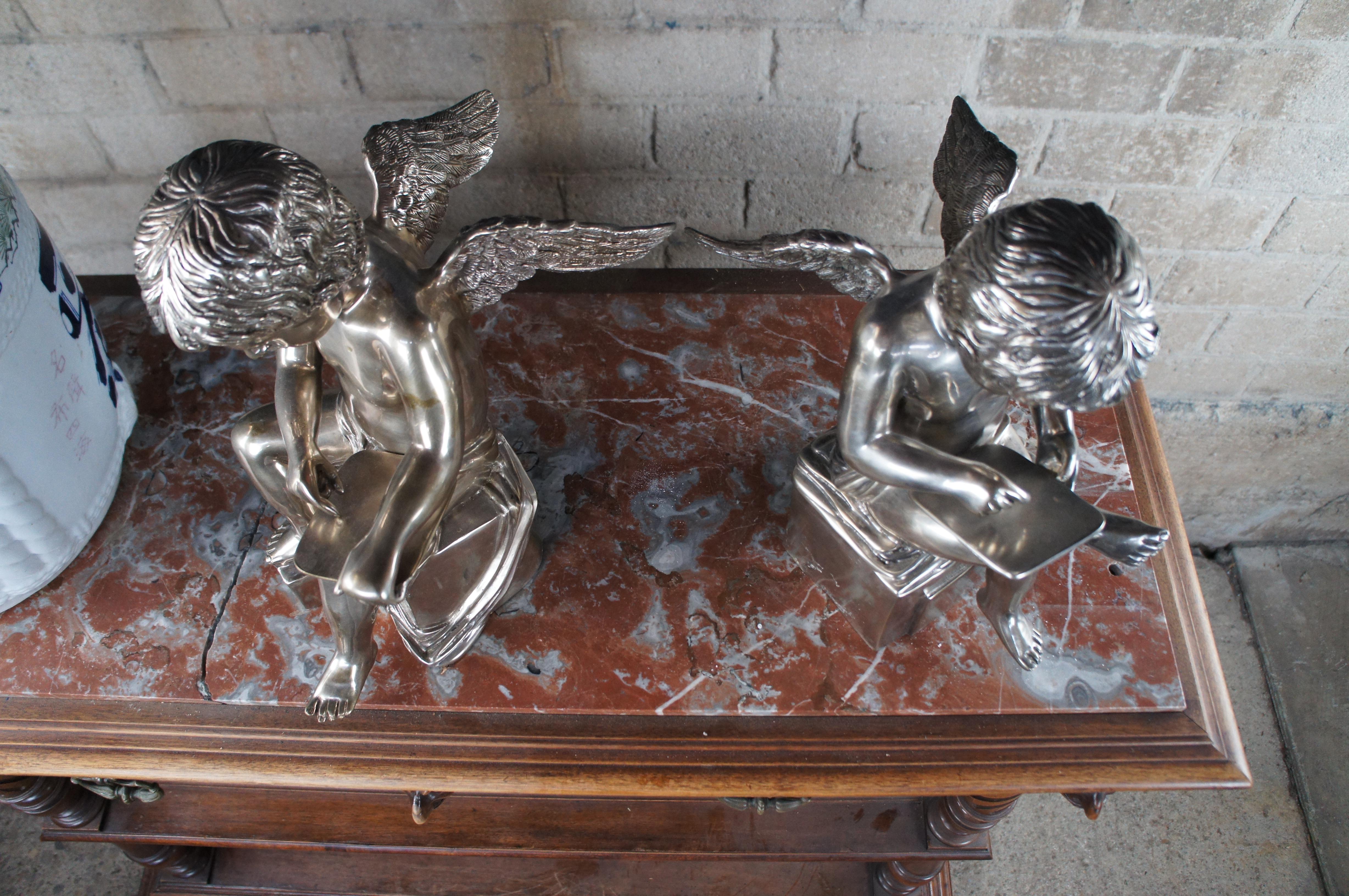 2 Grandi sculture neoclassiche d'argento in argento con figure di angeli e cherubini in vendita 3