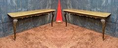2 large patinated wooden consoles in neo-classic style The price is for one
