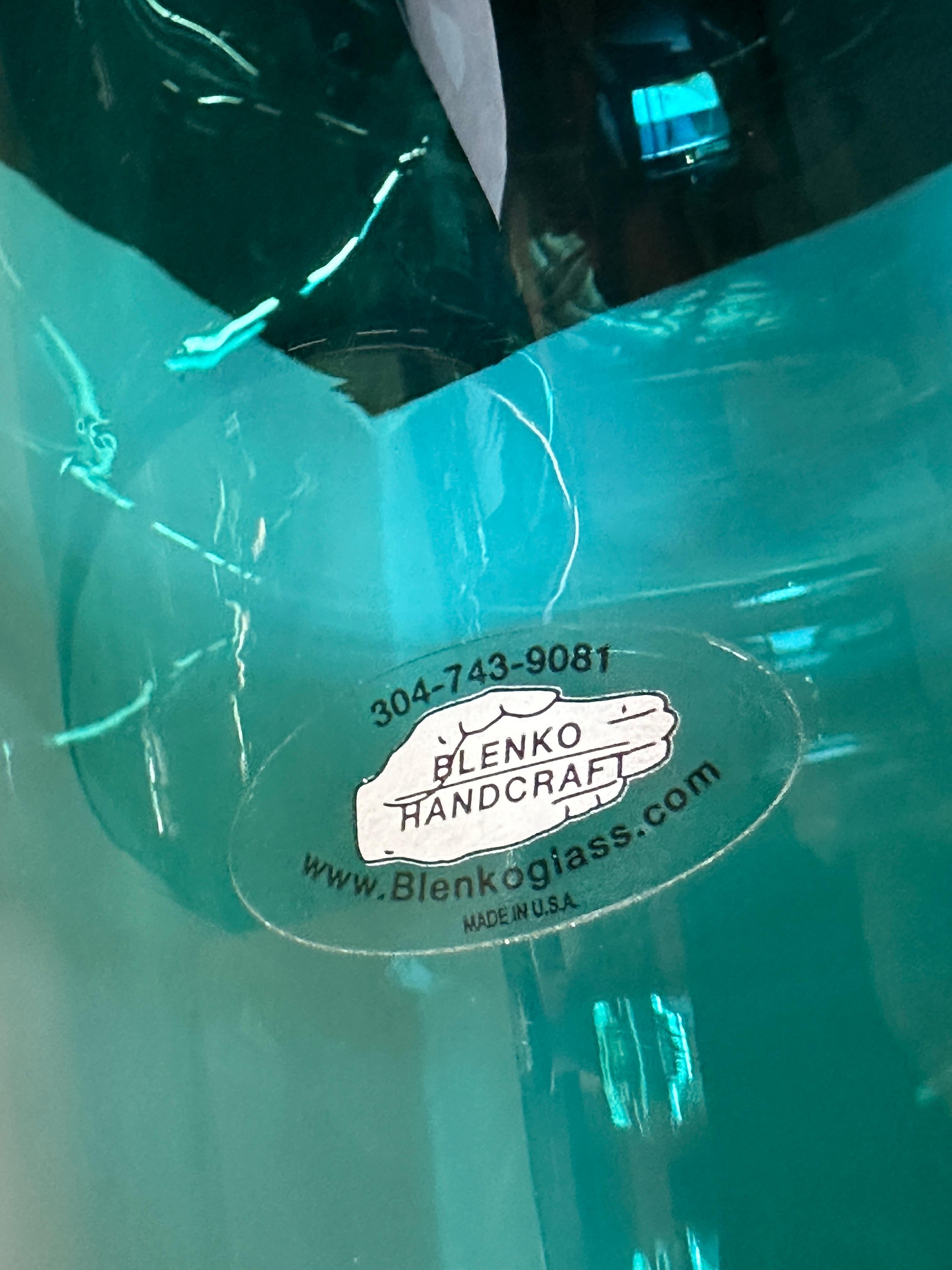 2 Piezas Grandes de Vidrio Azul Verde Turquesa Firmadas Blenko en venta 3