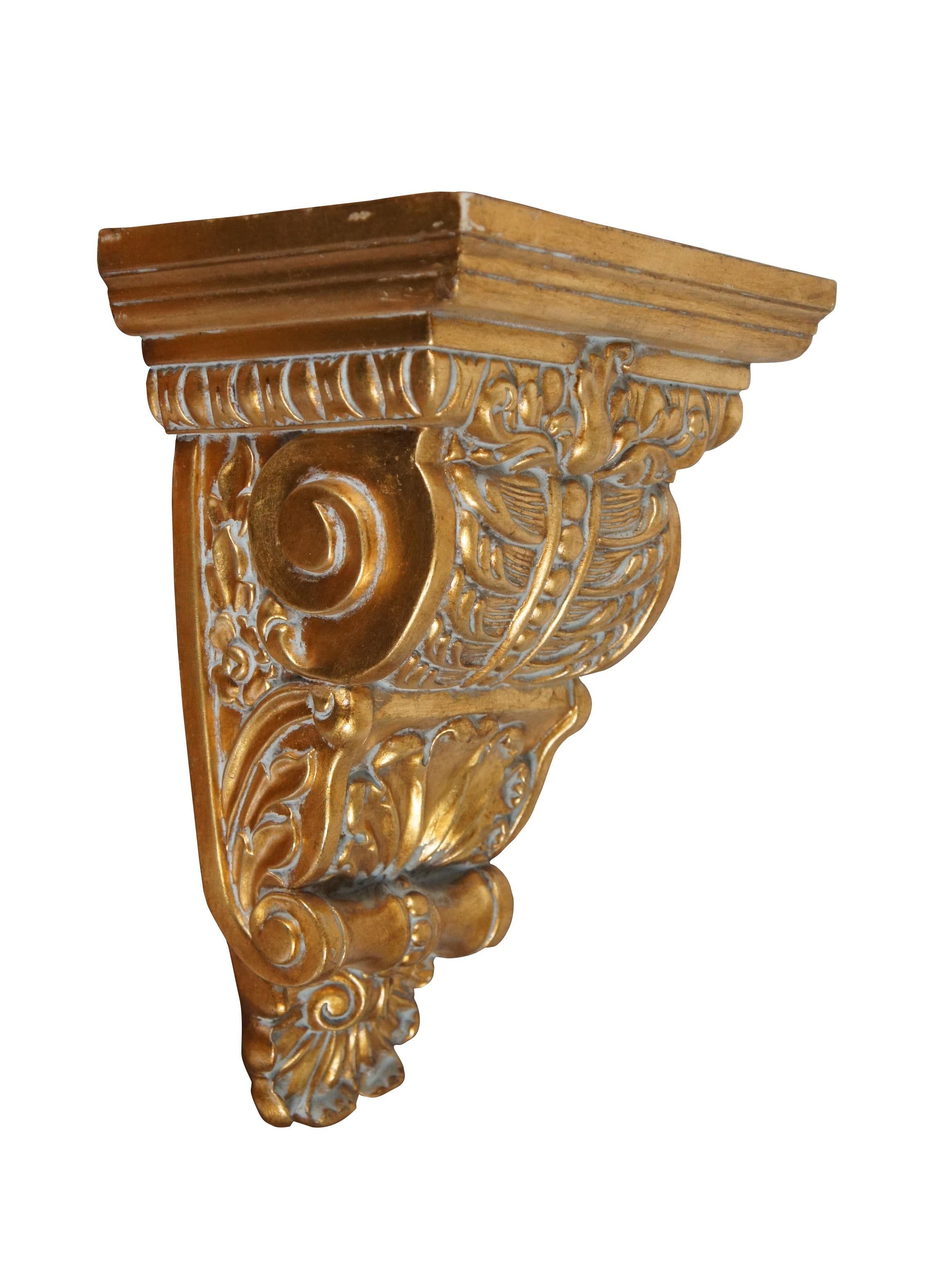 French Provincial 2 Large Vintage French Gold Gilt Wall Brackets Corbels Sconce Shelves 16