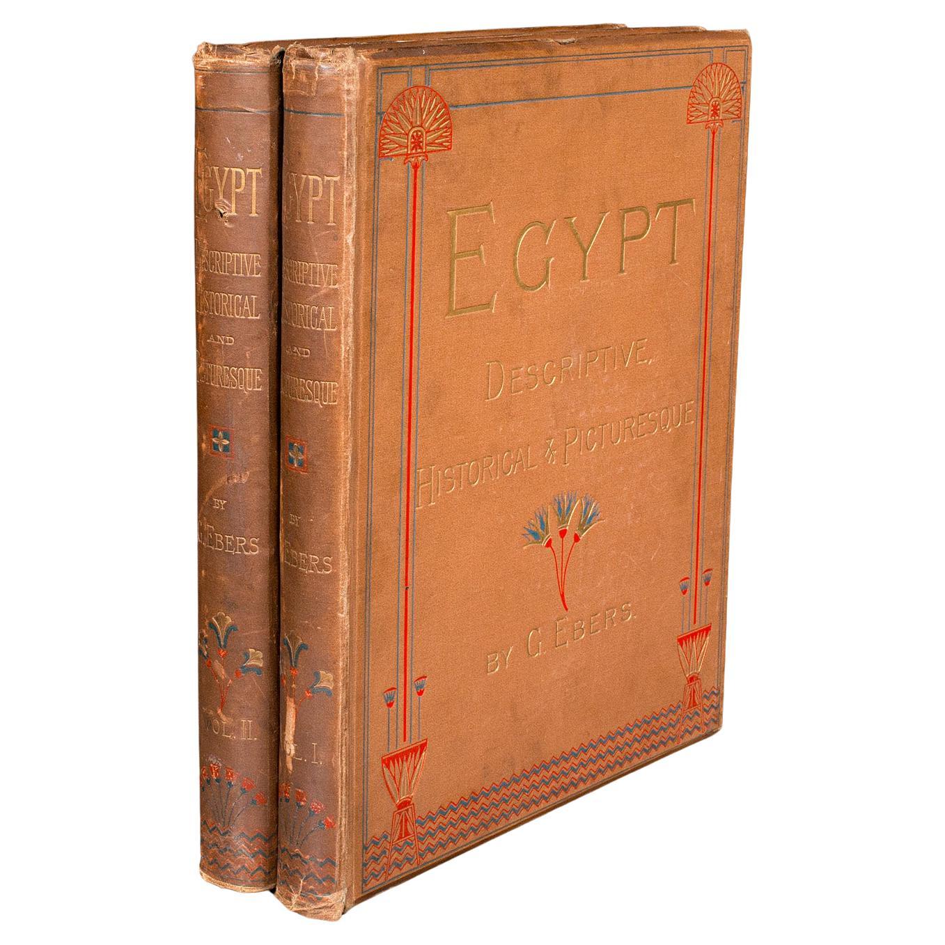 2 grands volumes, livre de référence antique, Égypte - Historique et pittoresque, anglais en vente