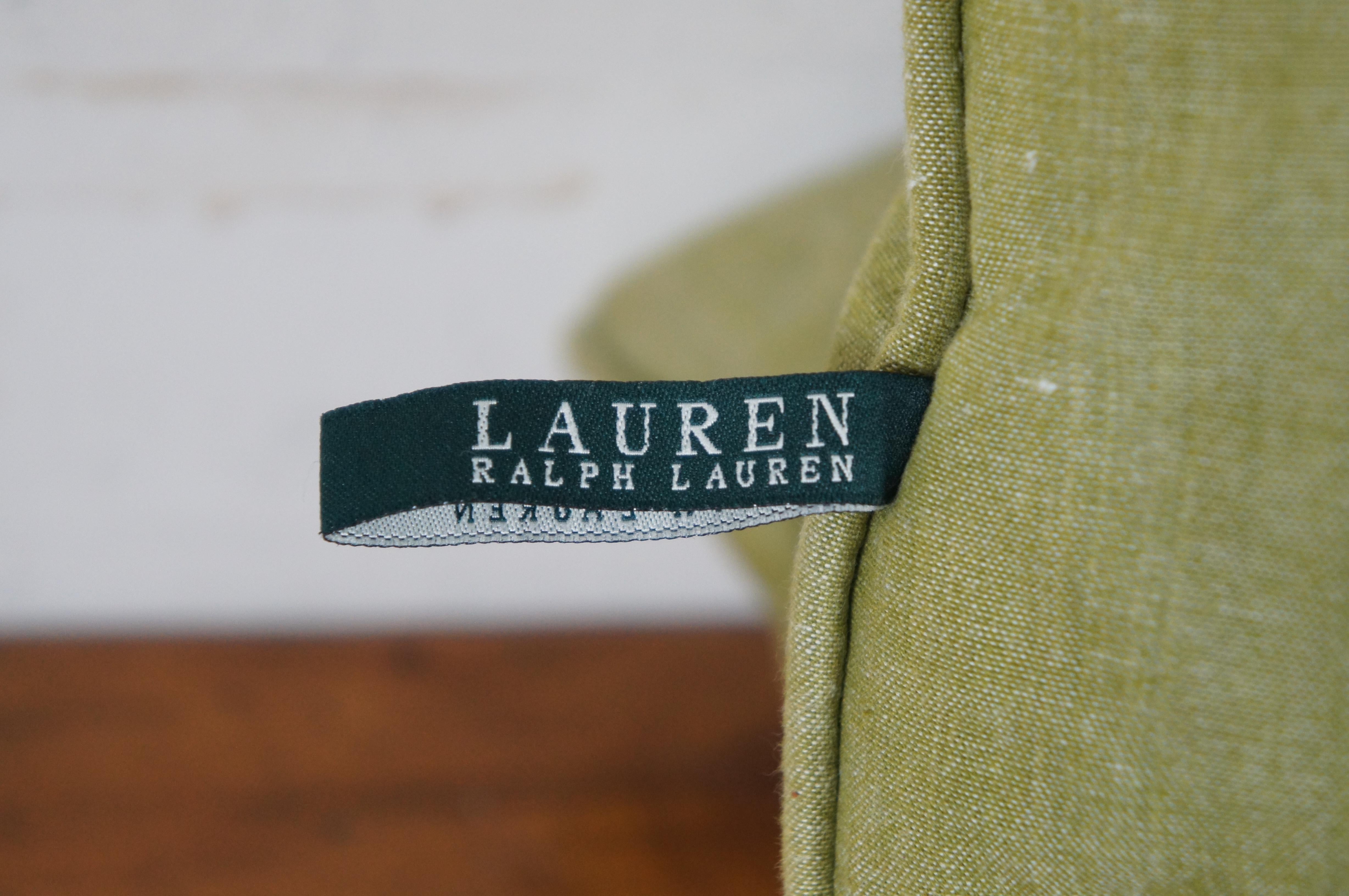 Modern 2 Lauren Ralph Lauren Olive Green Monogram Lumbar Pillows Down Fill
