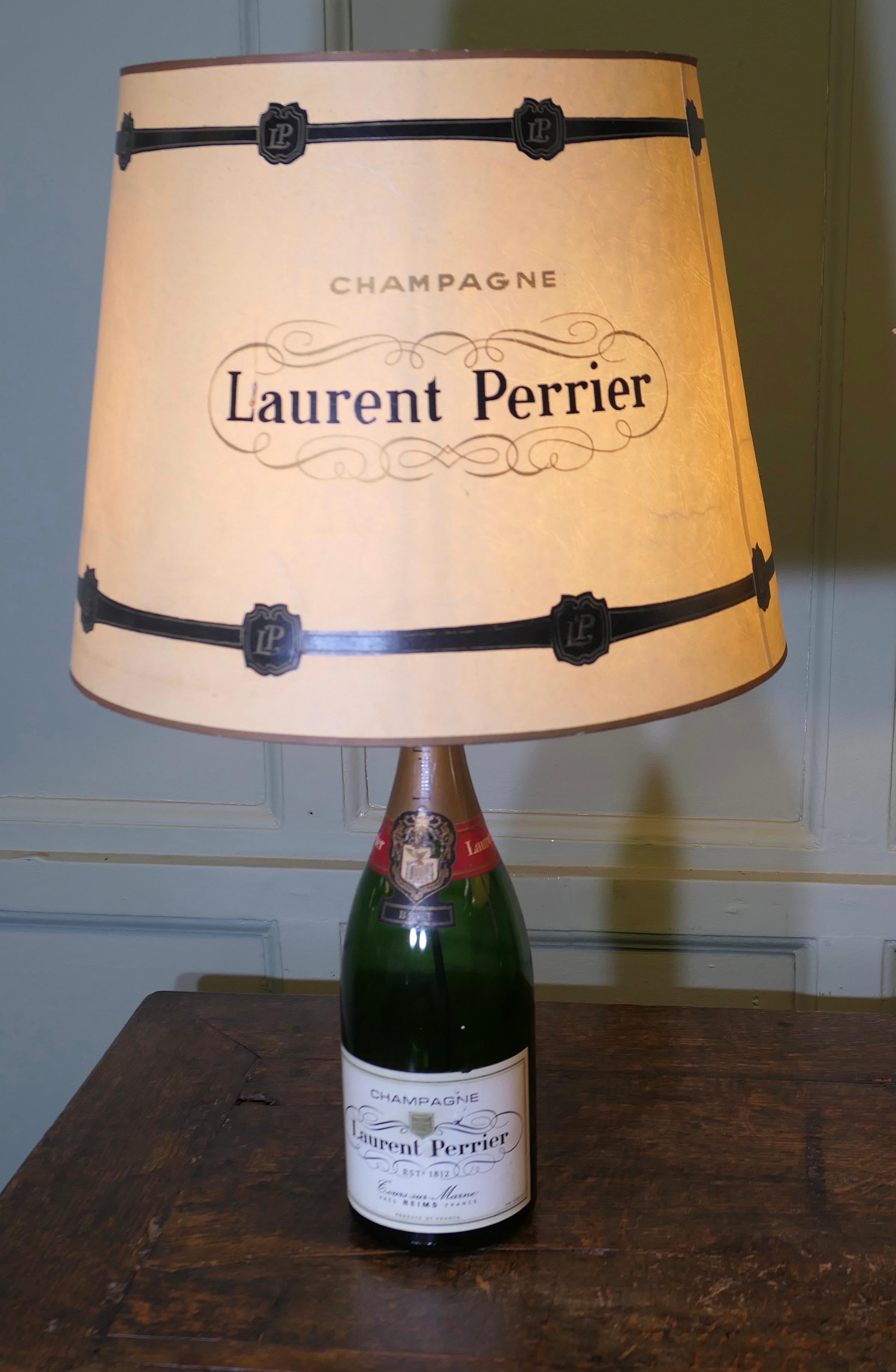 Blown Glass 2 Laurent Perrier Exhibition Advertising Table Lamps For Sale
