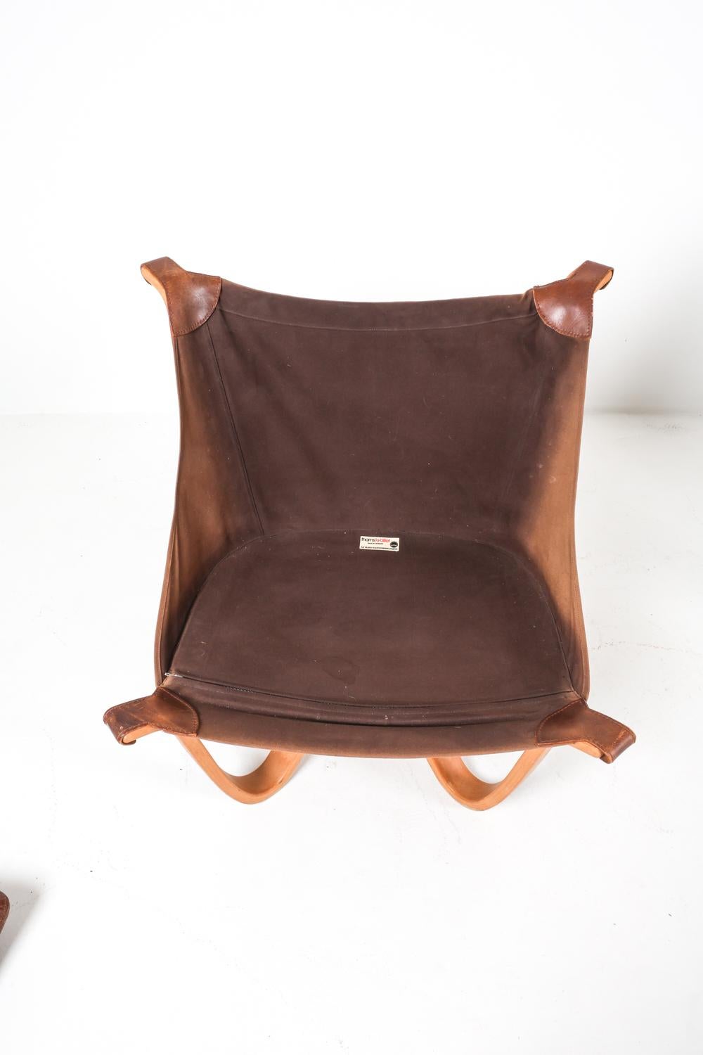 (2) Chaises longues en cuir et en Beeche par Georg Thams, Danemark Circa 1970's en vente 2