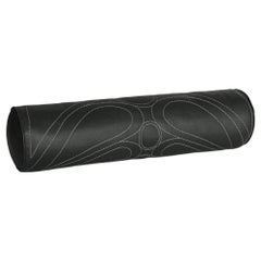 2 Leather Bolster Pillows, Embroidered, in Black Leather—Talabartero Collection
