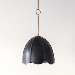 2 Leather Pendant Lights in Black, Doma and 2 Leather Sconces in Black, Noma