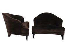 2 Leon Rosen for Pace Mid Century Modern Chocolate Mohair Library Club Chairs