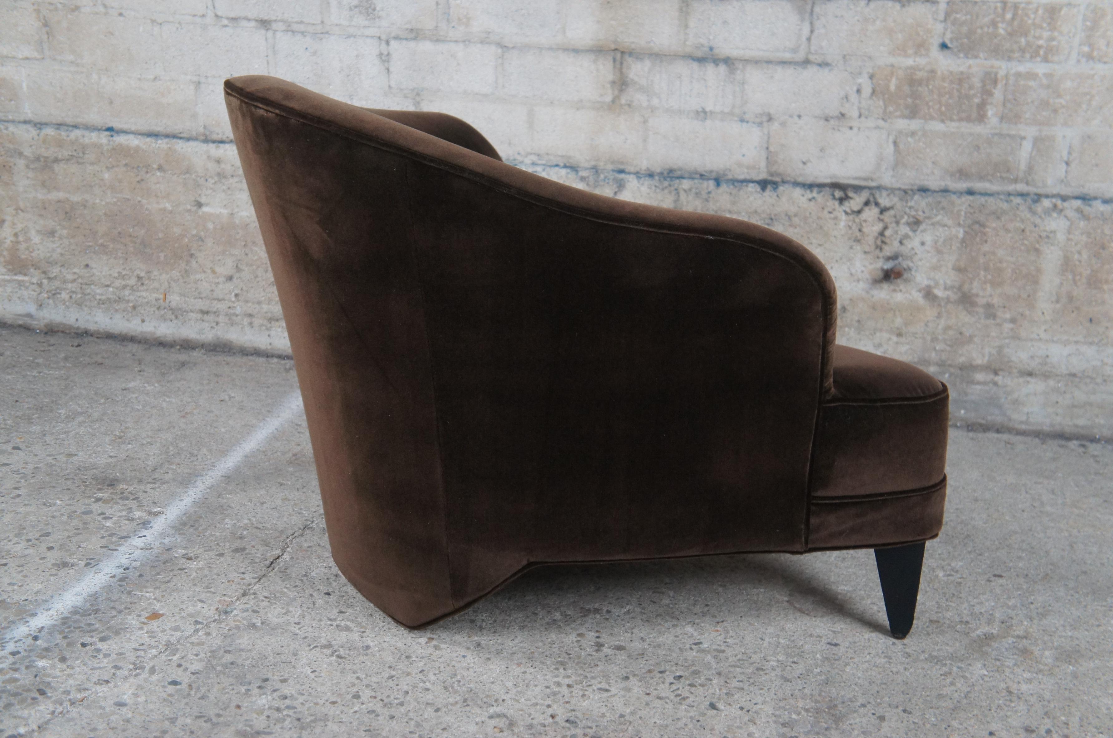 20th Century 2 Leon Rosen for Pace Mid Century Modern Chocolate Mohair Library Club Chairs