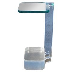2 Les Prismatiques Mid-Century Modern Lucite and Glass Side End Tables Pair MCM