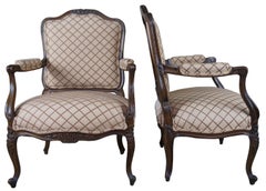 2 Lewis Mittman French Louis XV Fauteuil Arm Chairs Club Accent Provincial