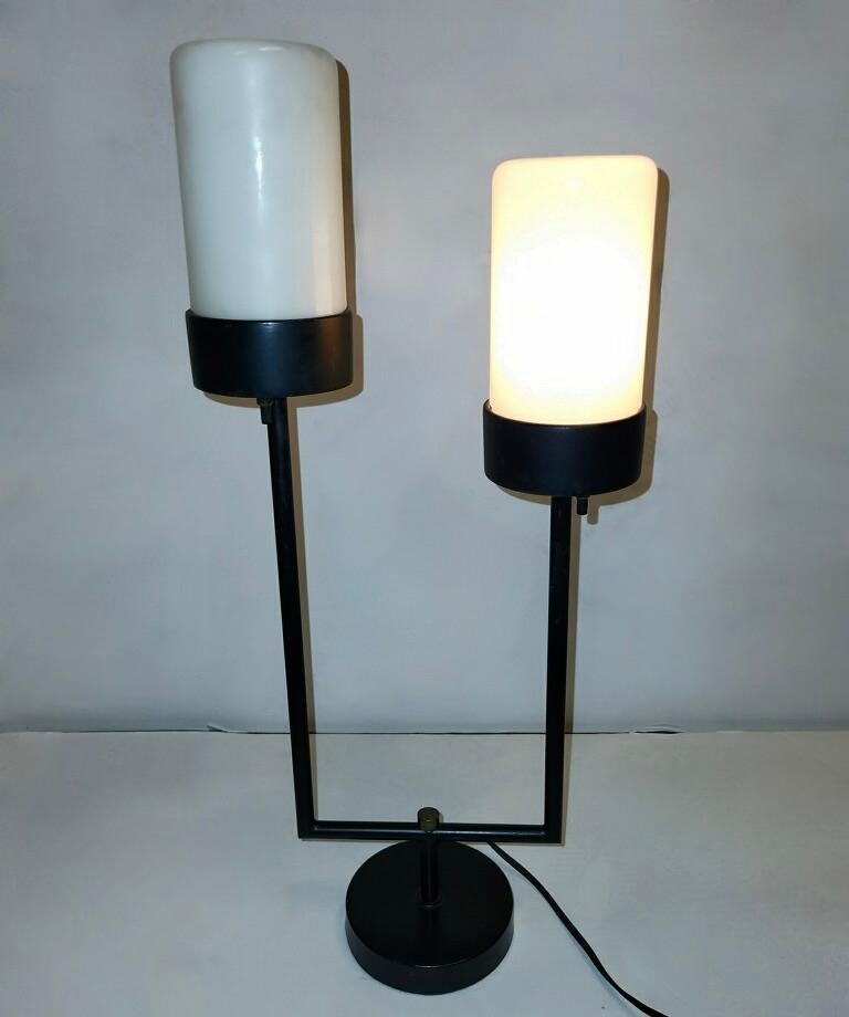 Glass 2-Light Table Lamp by Robert Bulmore, USA 1950s For Sale