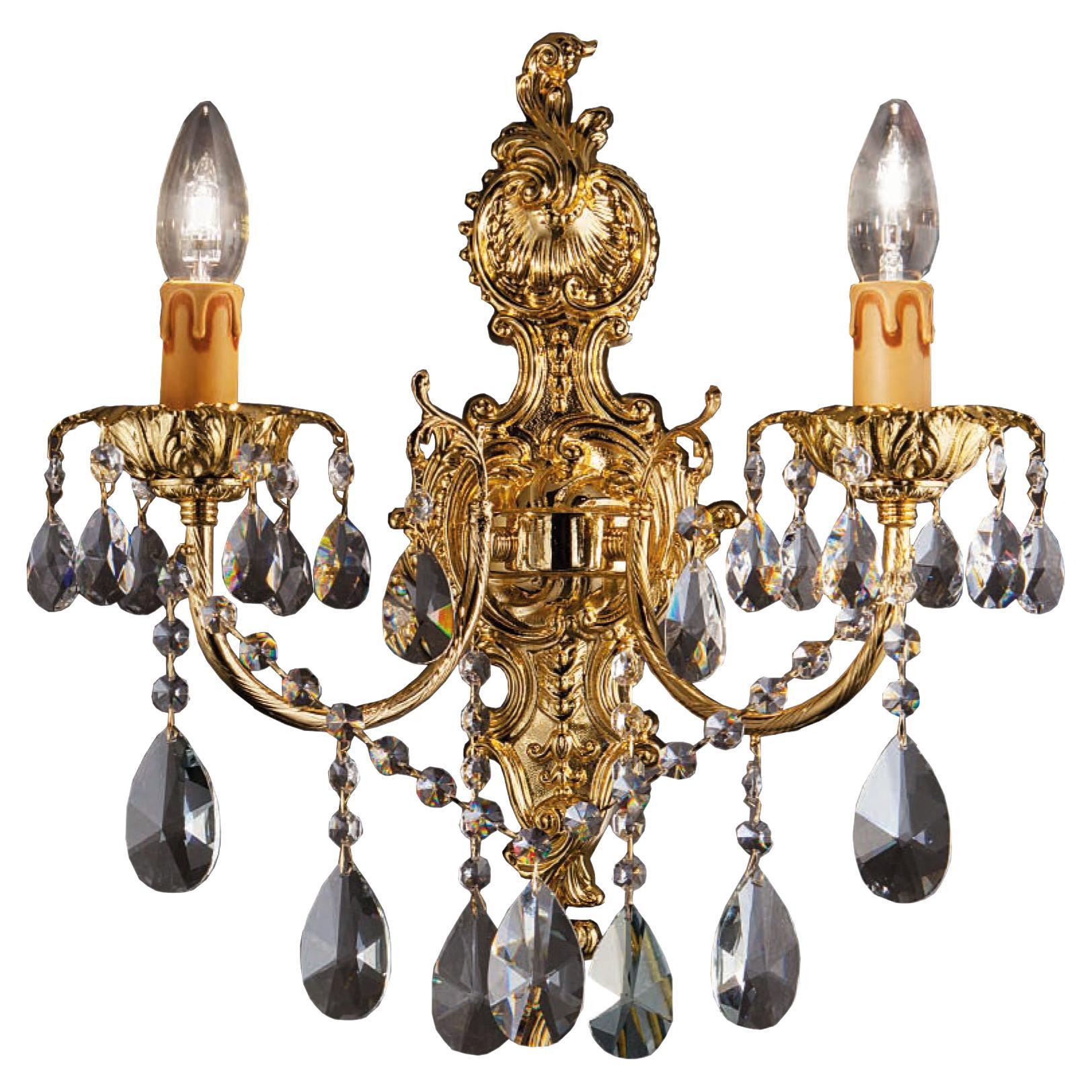 2Lights Artistic Finishes, applique da parete con finitura in oro 24 carati e ciondolo a cristalli liquidi