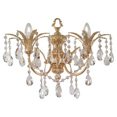 2 Lights Wall Sconce in 24kt Plated Finish with Crystal Pendants by Modenese