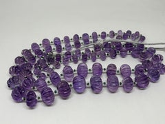 2 Line Amethyst Beads Carved Cts 1421 Pearl Emerald Necklace