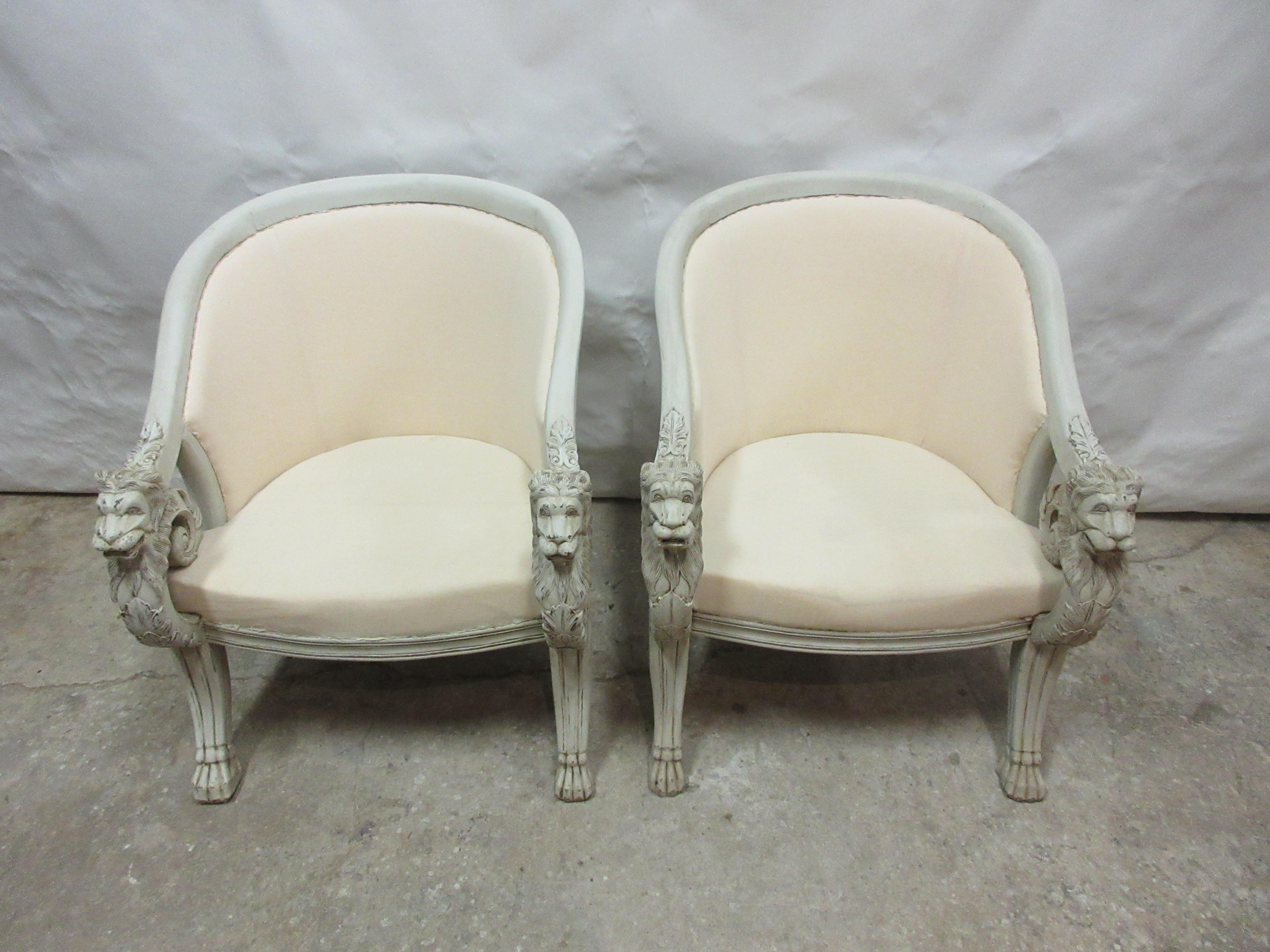 Country 2 Lions Head Berger Chairs For Sale