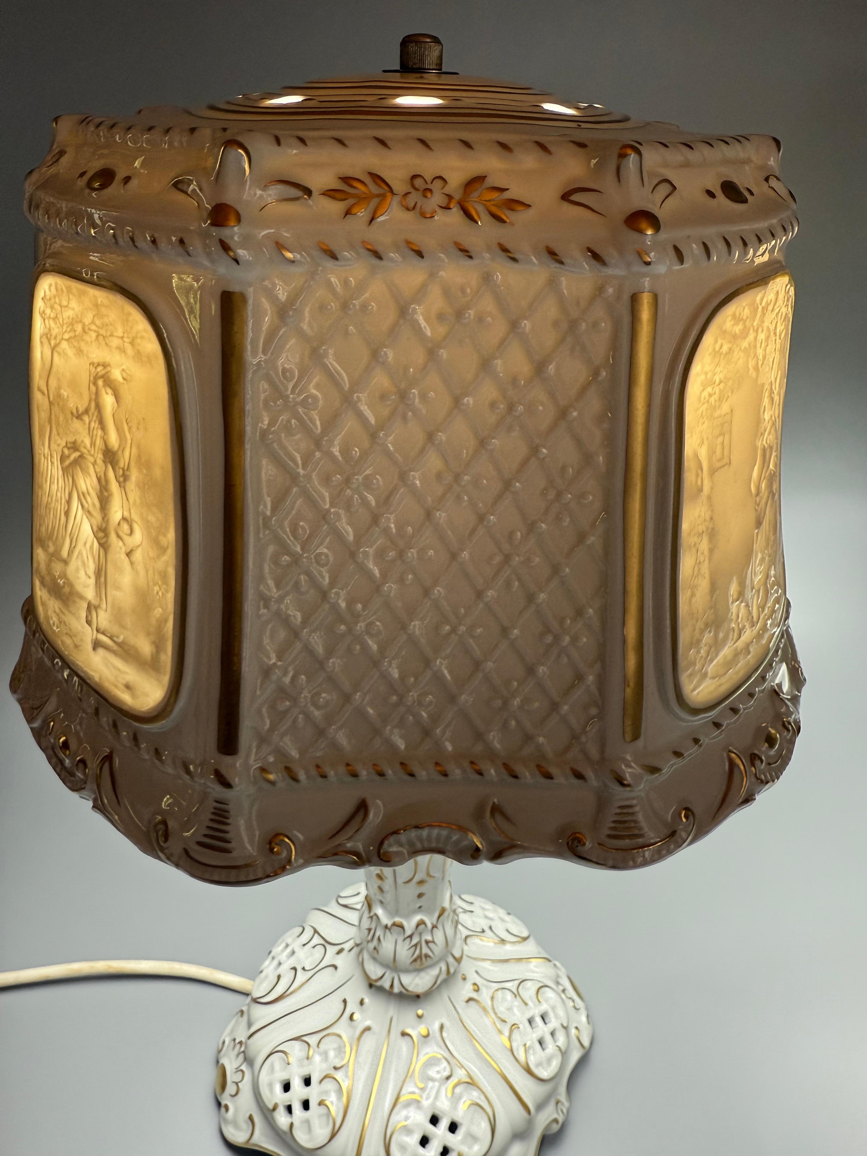 2 Lithophan-Porzellanlampen Schierholz, PMP, Plaue, 1970er Jahre im Angebot 8