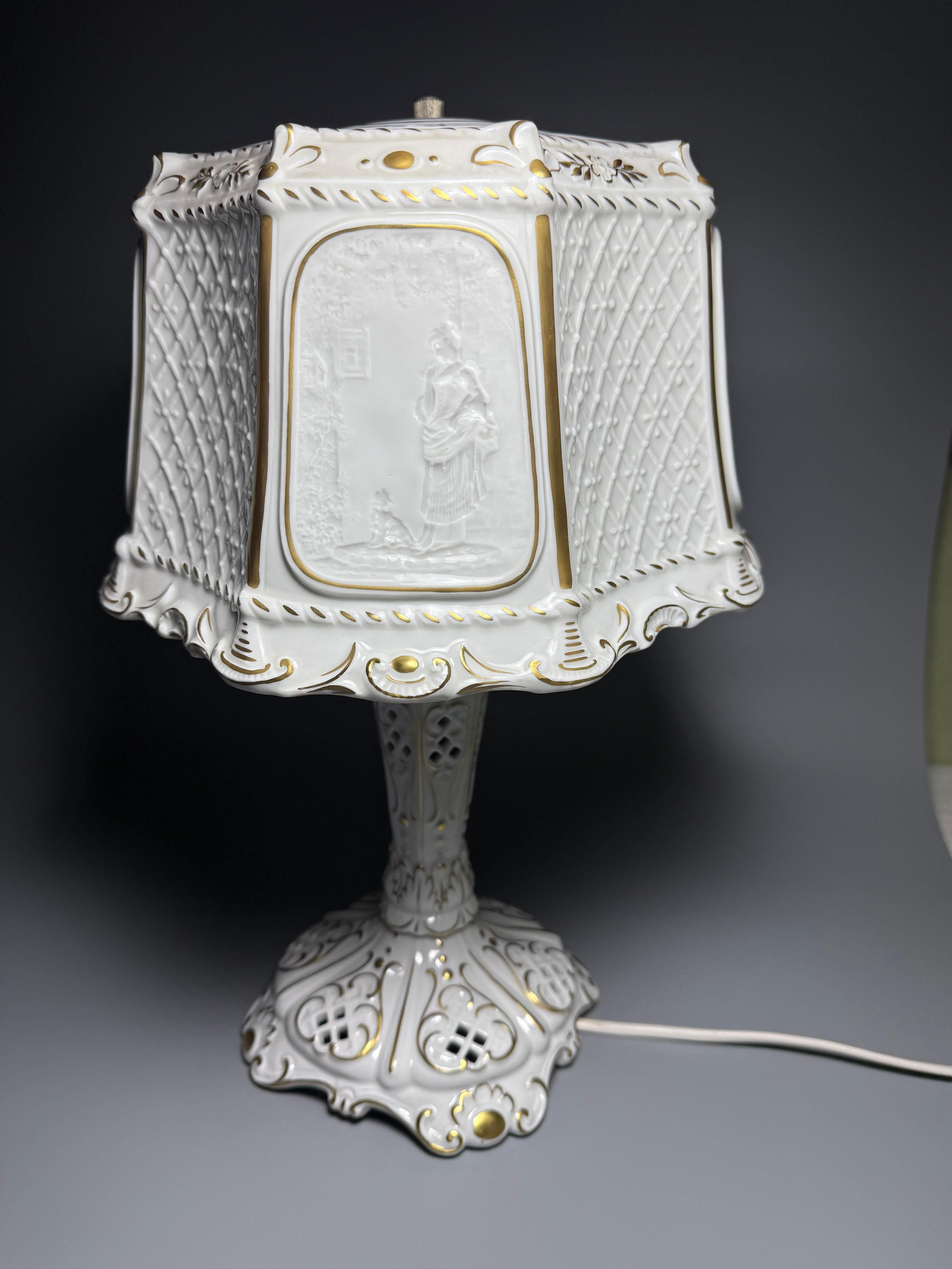 2 Lithophan-Porzellanlampen Schierholz, PMP, Plaue, 1970er Jahre im Angebot 9