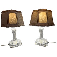 2 Lithophane Porcelain Lamps Schierholz, PMP, Plaue, 1970s