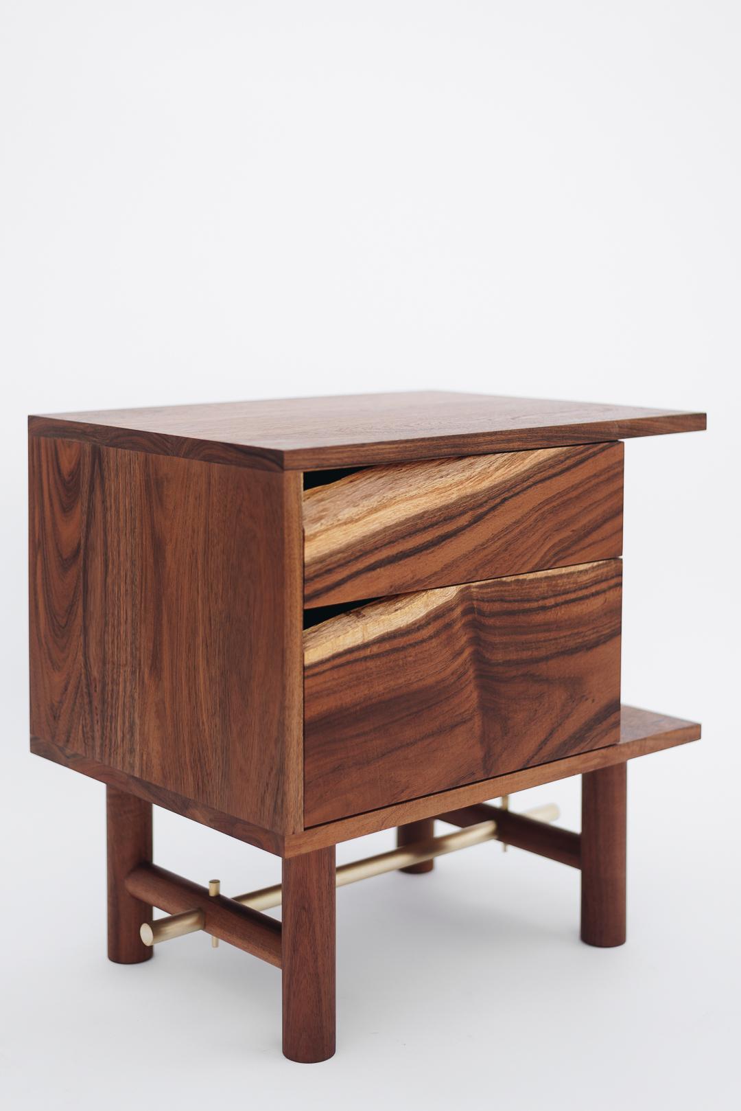 Mexican 2 Live Edge Nightstands in Caribbean Walnut, In Stock For Sale