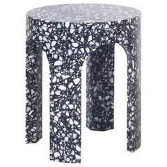 2 Loggia Small Side Table or Black Terrazzo Marble by Portego