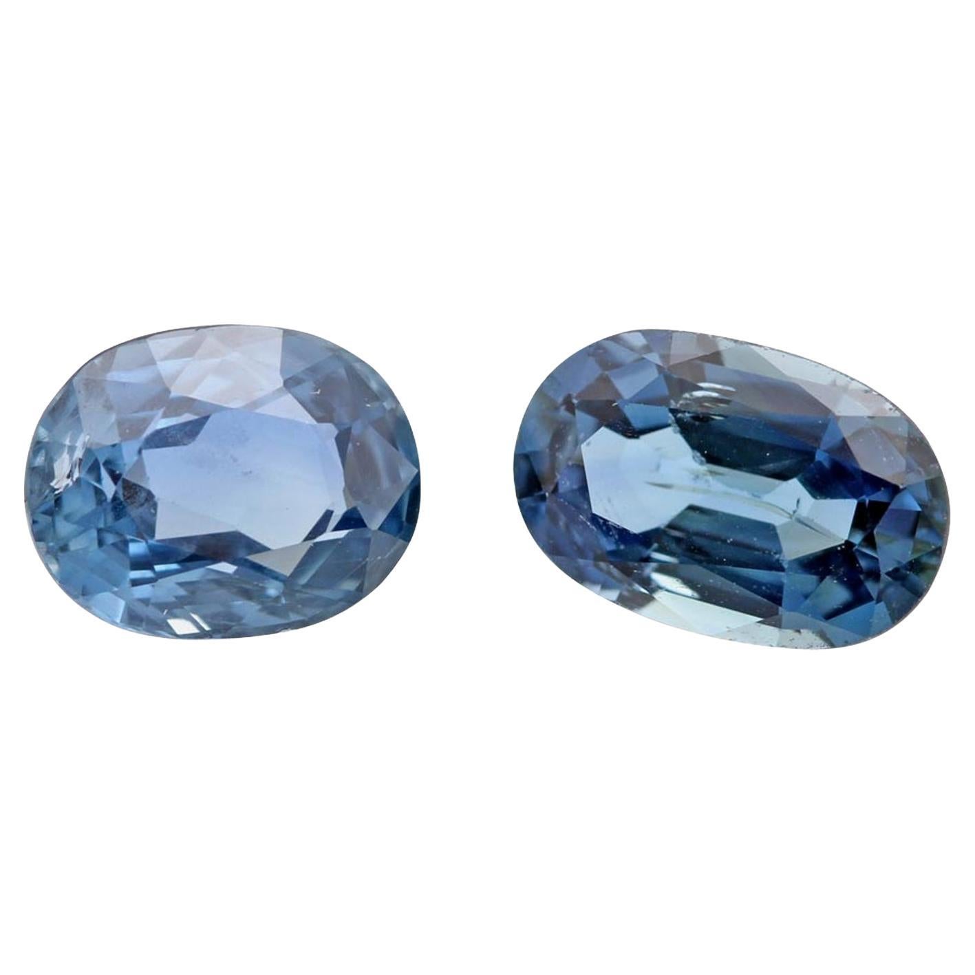 2 Loose Sapphires, Oval, Faceted, 2.61 Ct 'Heated' For Sale at 1stDibs