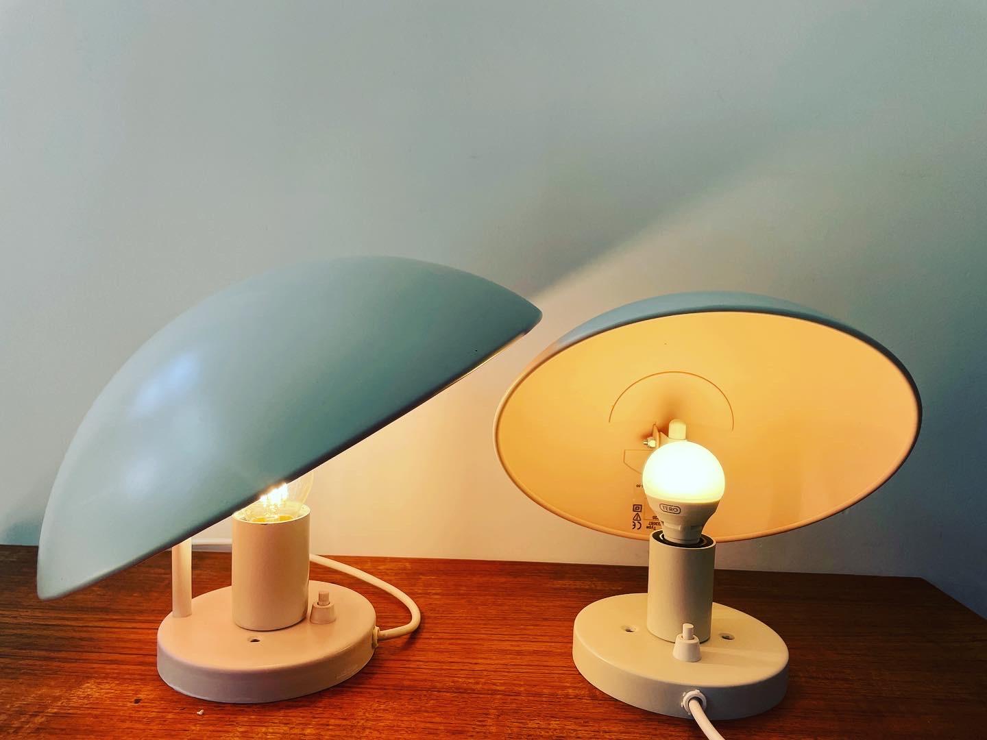What a stunning piece of lighting! These two lamps are a must have for everybody who loves Danish design! These two lamps by Poul Hennigsen for Louis Poulsen are perfect for every home or every office. In near perfect condition (one has a small