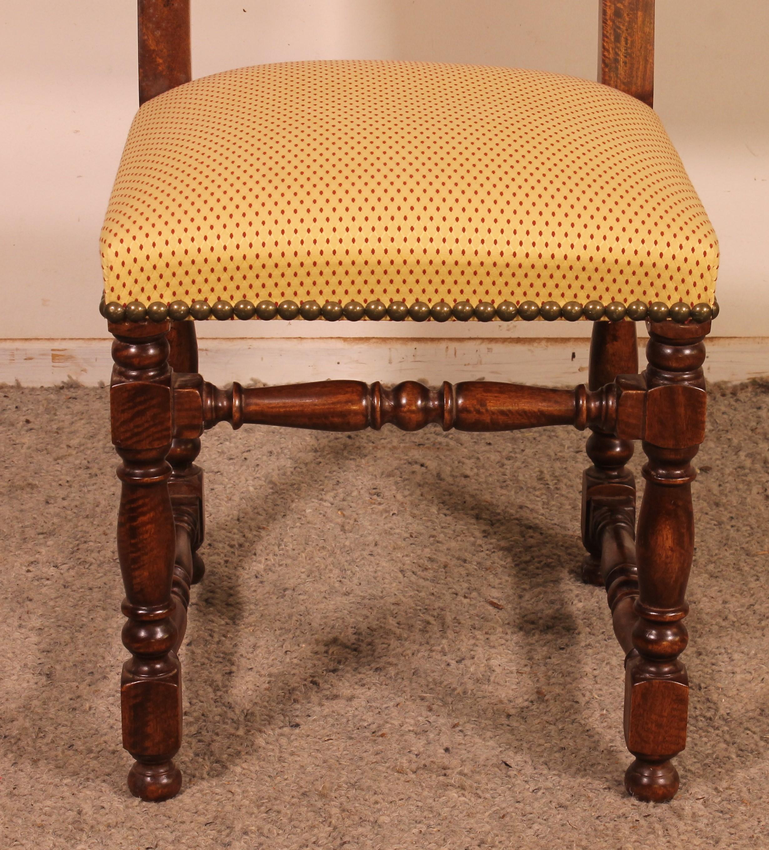 20th Century 2 Louis XIII Style Chairs in Walnut For Sale
