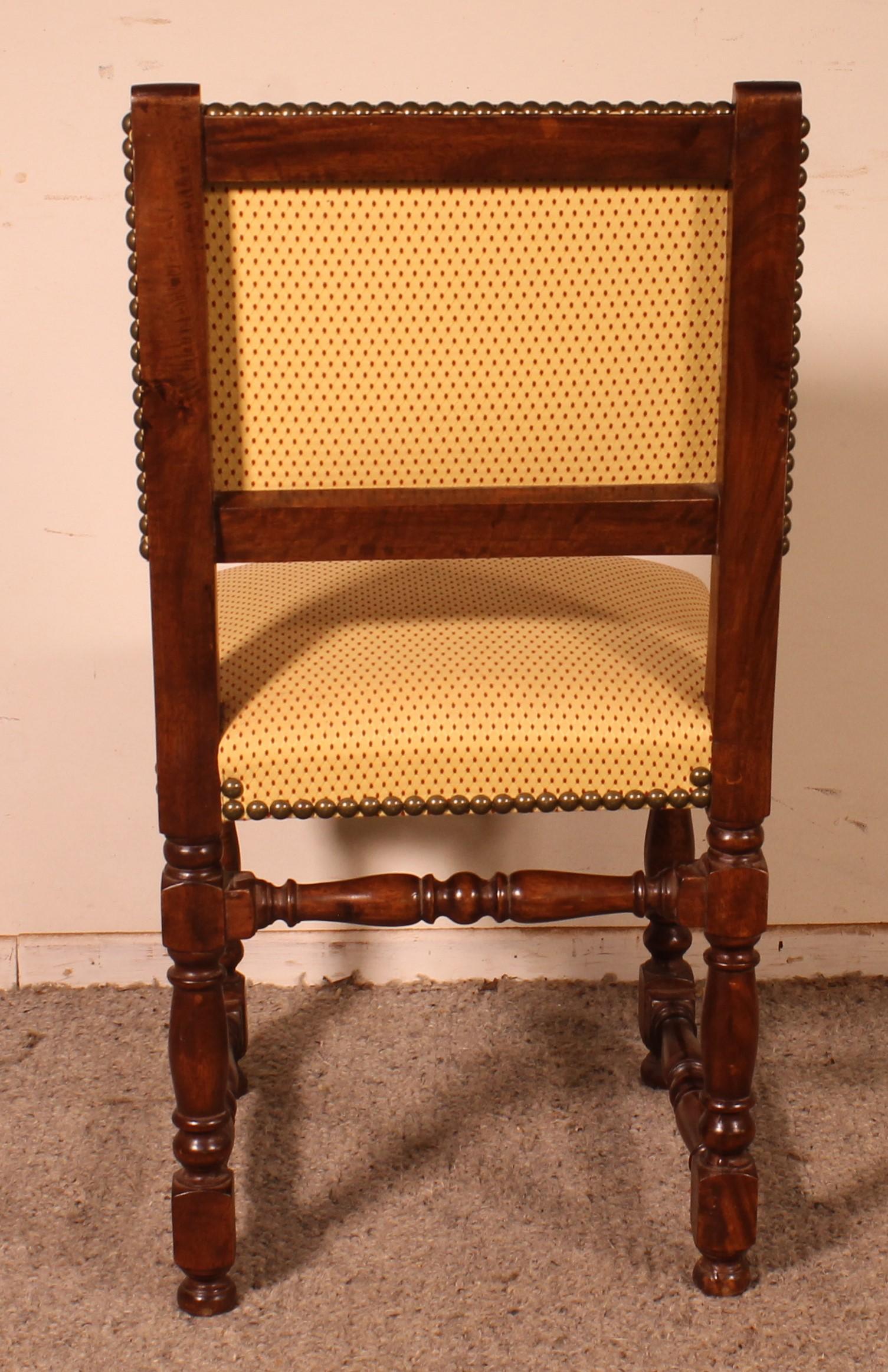 2 Louis XIII Style Chairs in Walnut For Sale 4