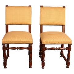 Retro 2 Louis XIII Style Chairs in Walnut