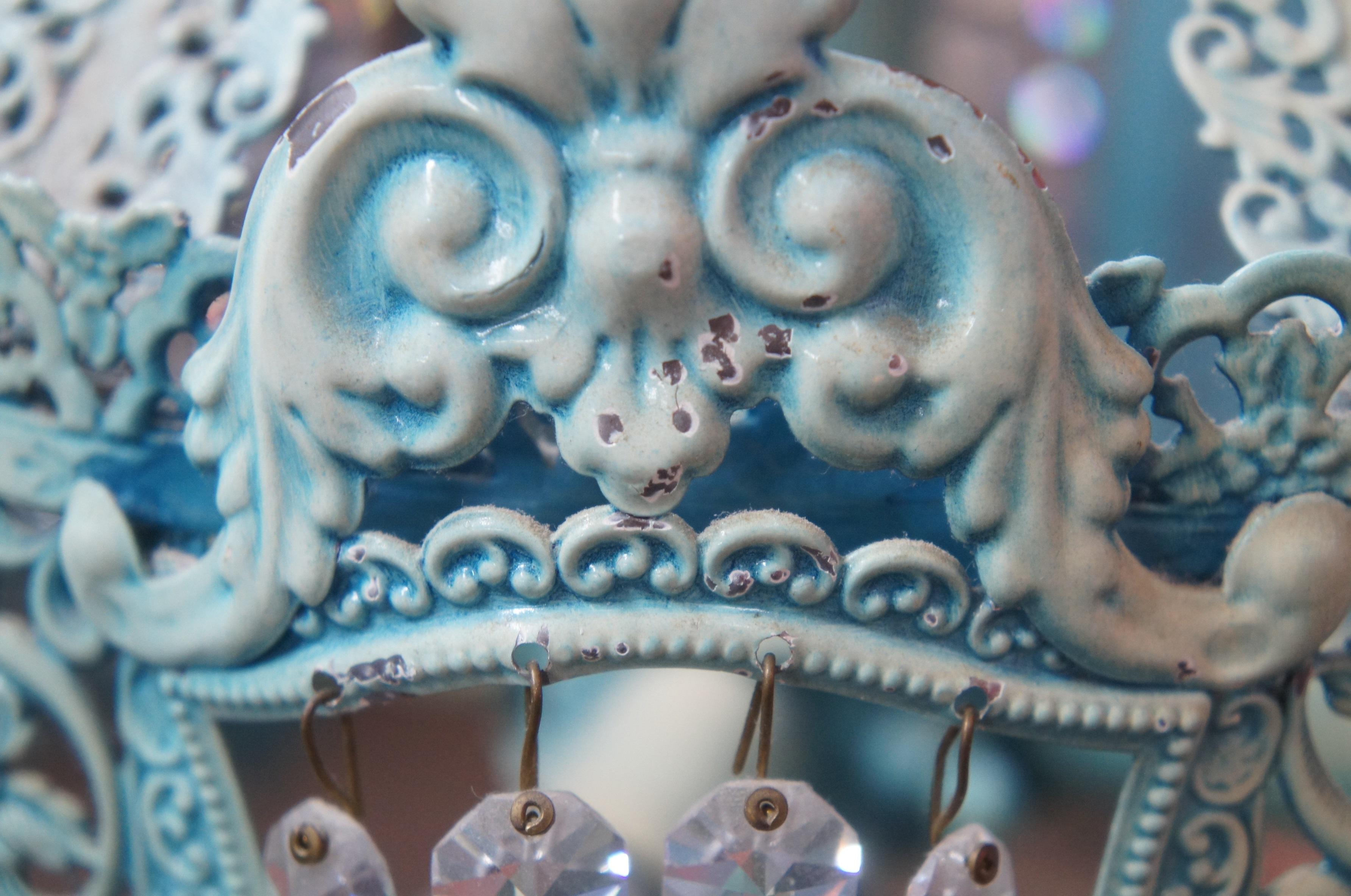 2 Lovesky & Lovesky Mid Century Ornate Angel Cherub Cupid Lamps Crystals MCM 3
