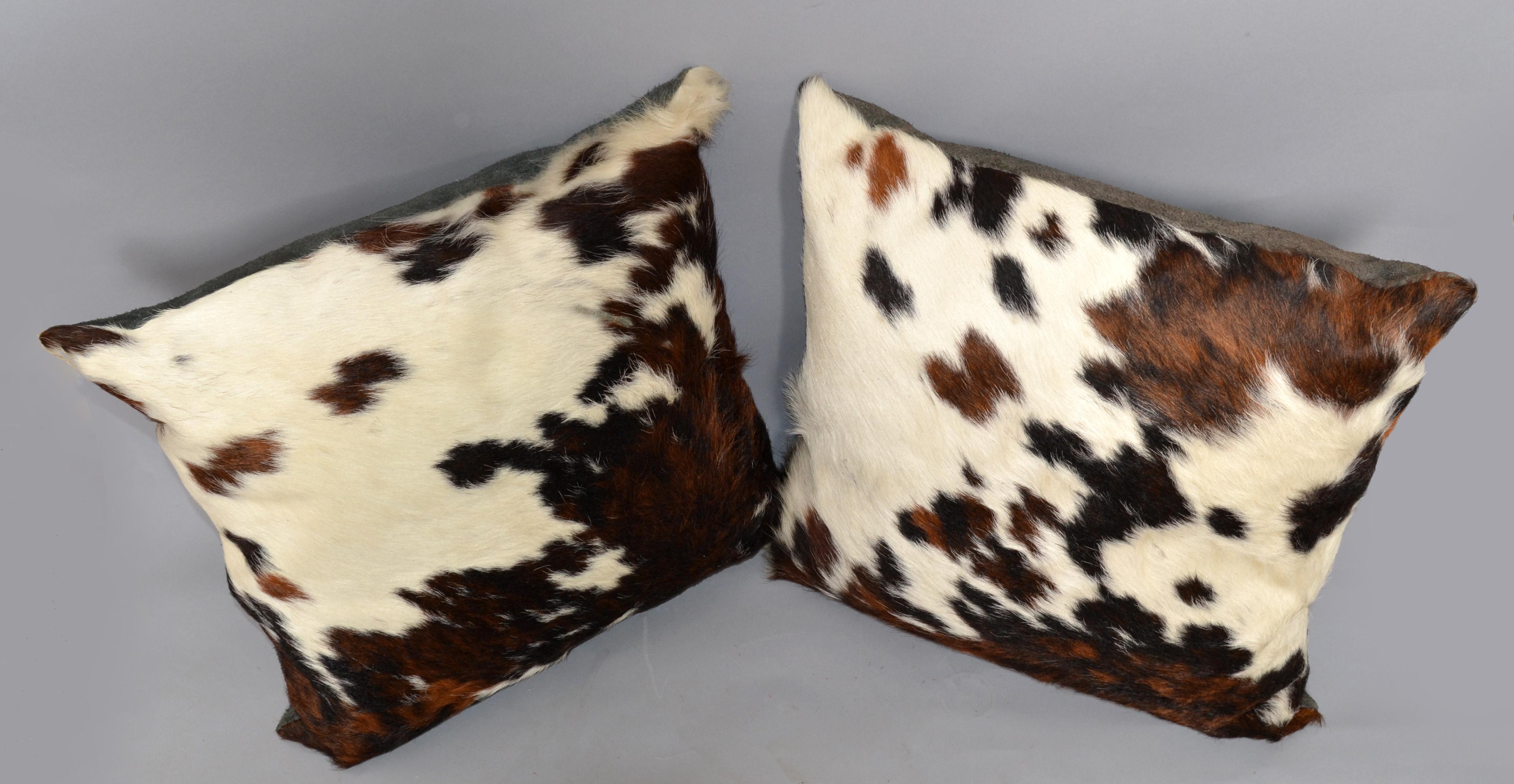 American 2 Luxury Brown & Ivory Fur Throw Pillow Genuine Pony Horse & Suede Foam Filled  For Sale