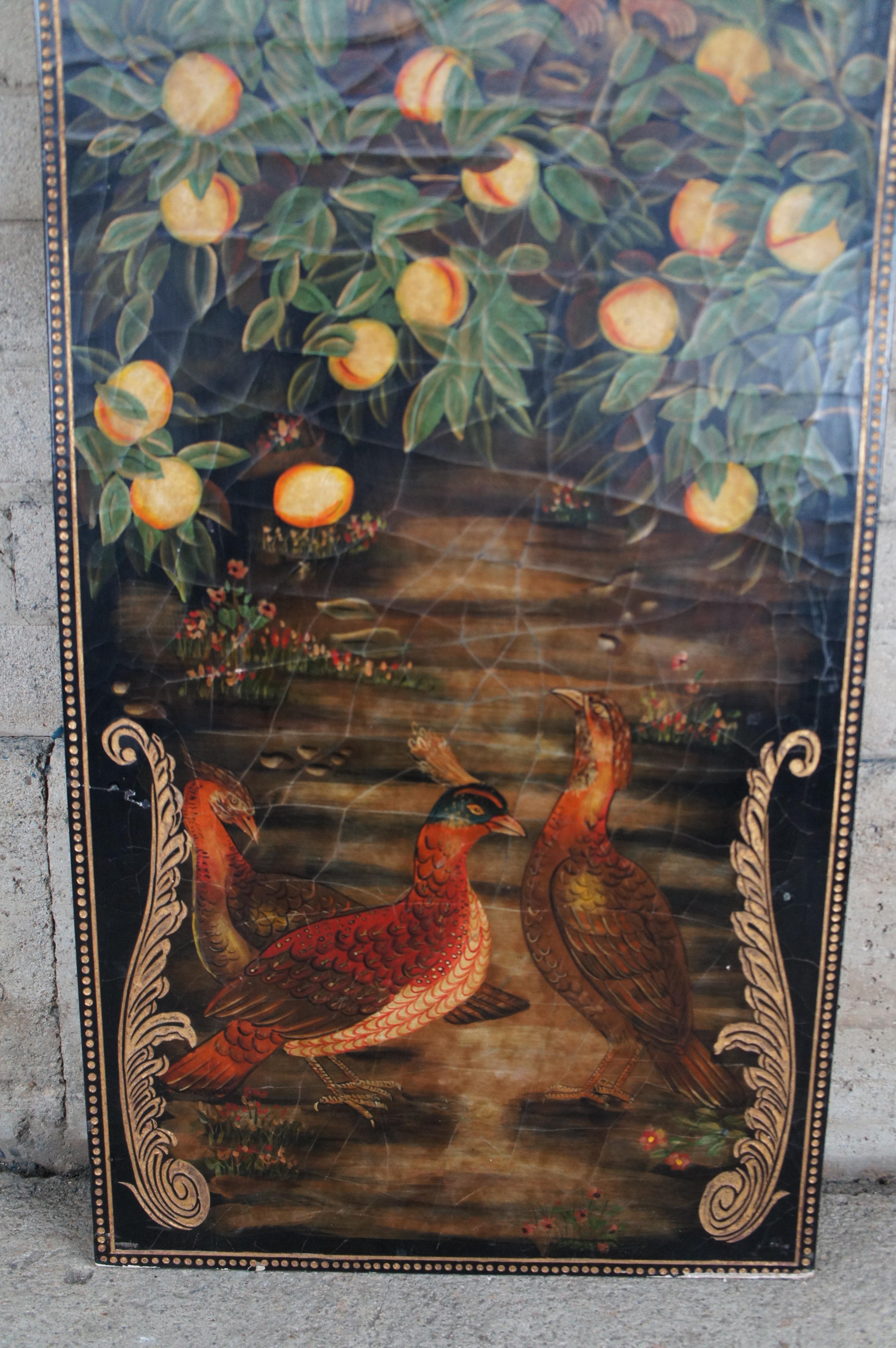 2 Maitland Smith Hand Painted Monkey Landscape Crackled Coromandel Wall Panel For Sale 4