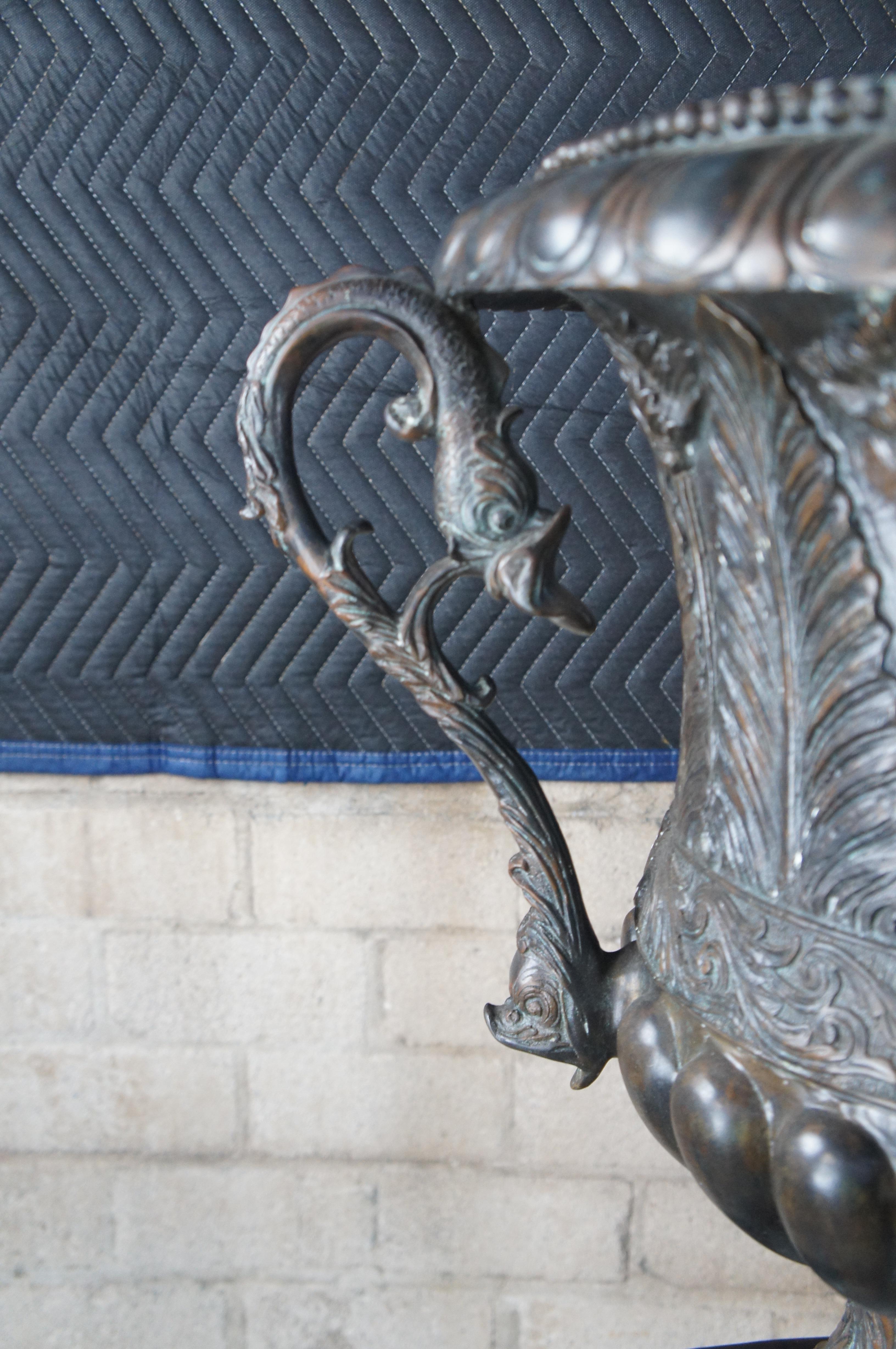 2 Maitland Smith Bronze Neo Grec Jardinières Urnes Marbre Pedestal Stand 62