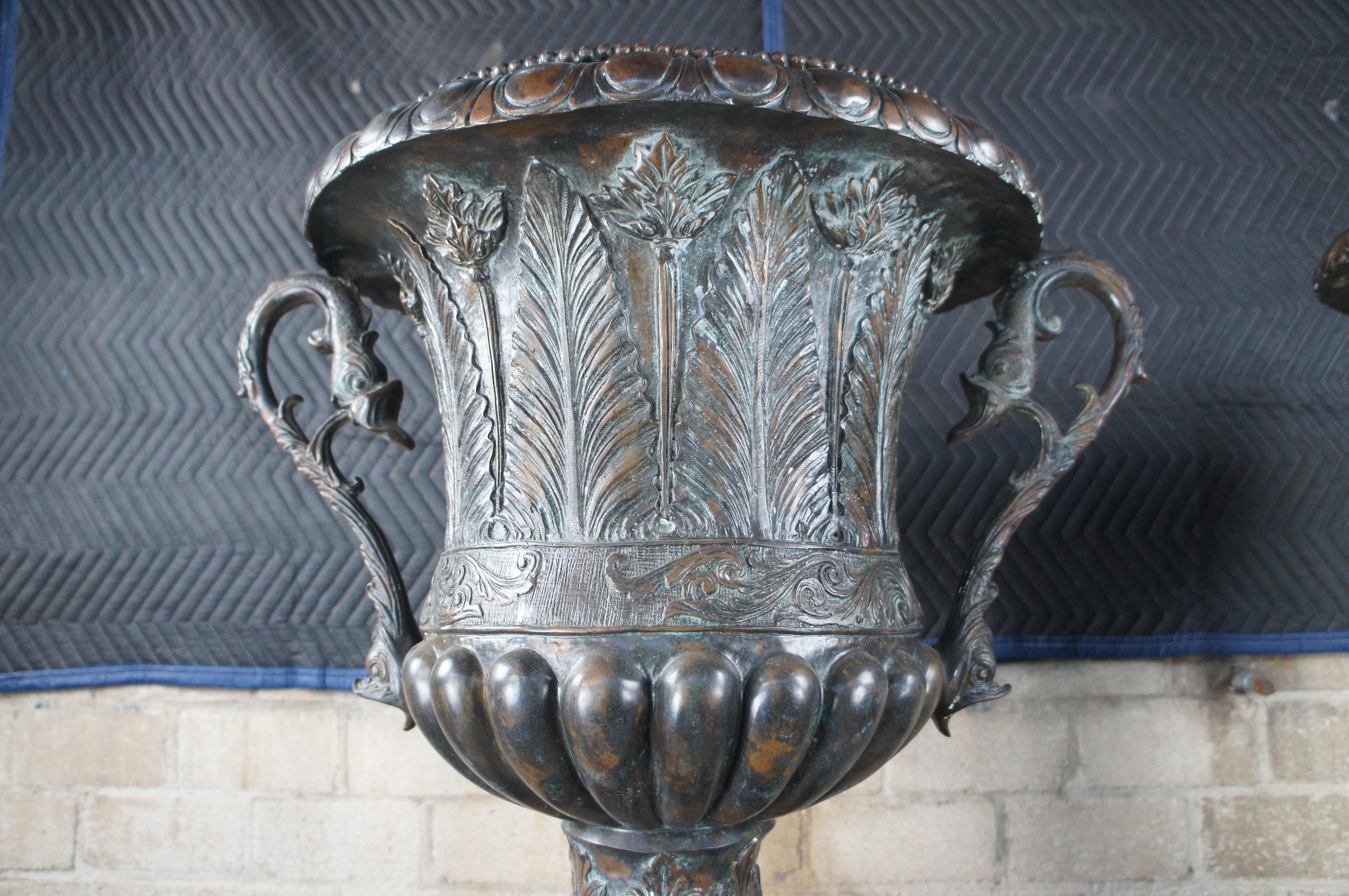 2 Maitland Smith Bronze Neo Grec Jardinières Urnes Marbre Pedestal Stand 62