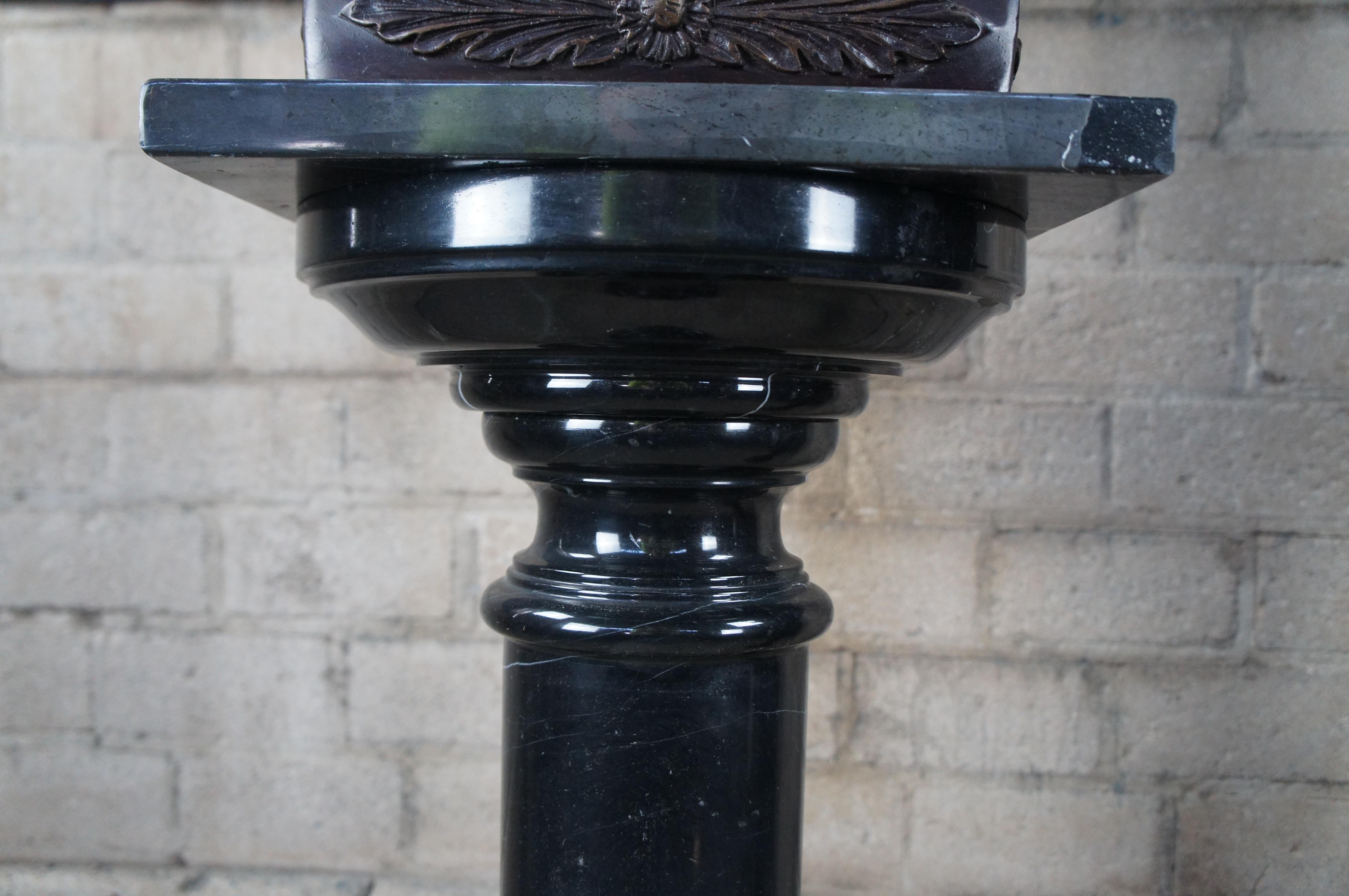 2 Maitland Smith Bronze Neo Grec Jardinières Urnes Marbre Pedestal Stand 62