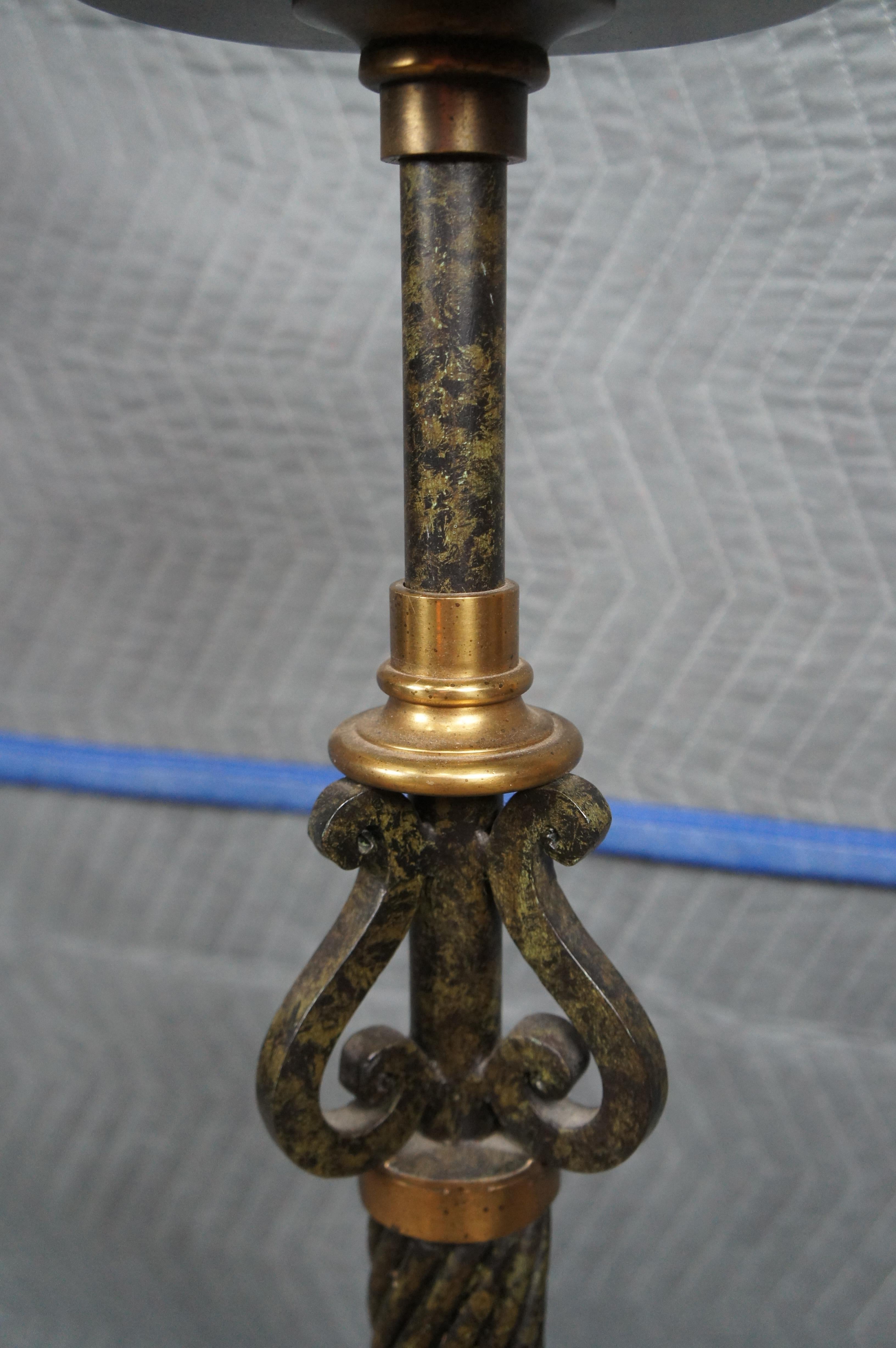 20th Century 2 Maitland Smith Spanish Revival Faux Marbled Candle Holders Pricket Sticks 34