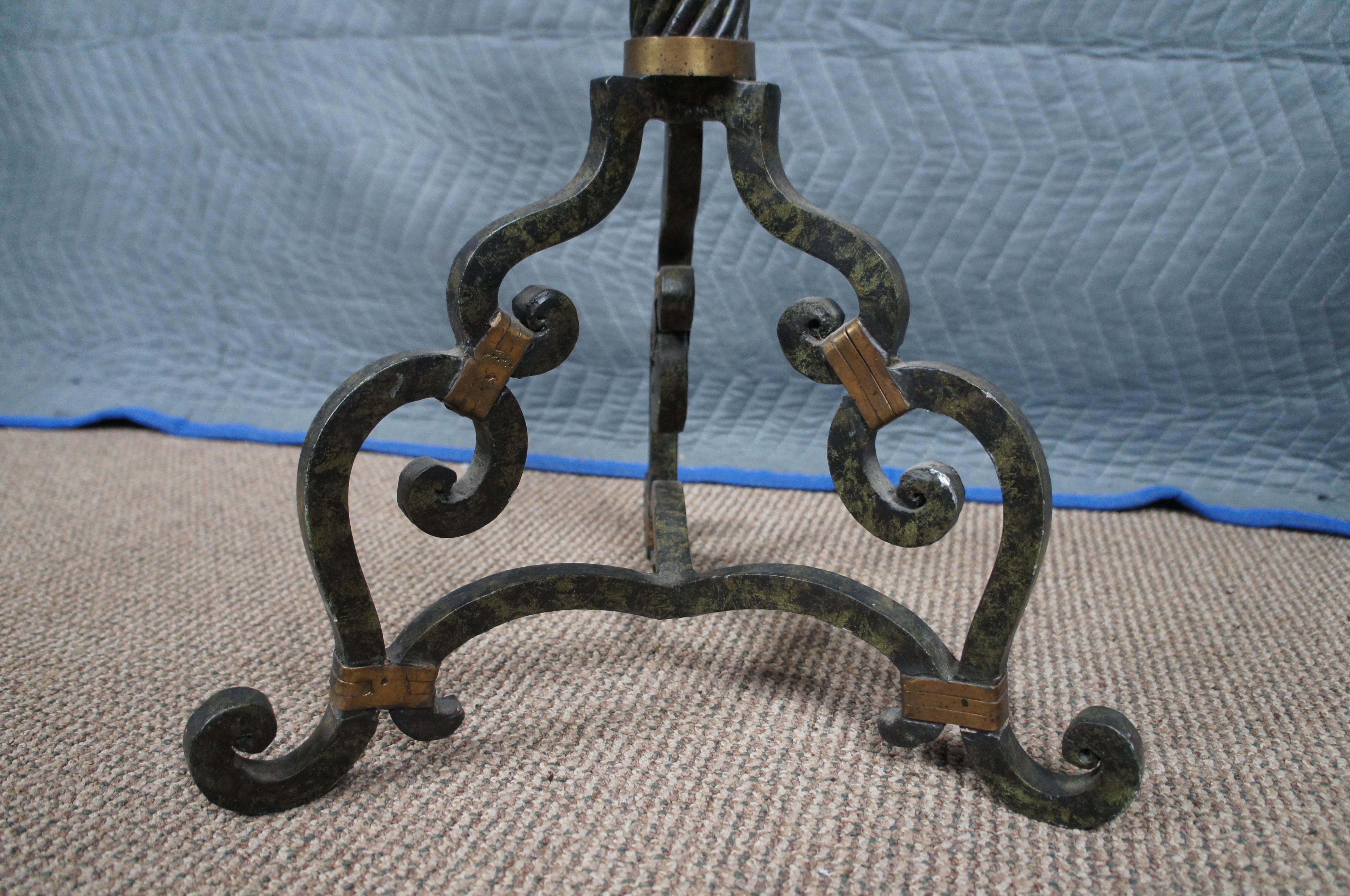 Metal 2 Maitland Smith Spanish Revival Faux Marbled Candle Holders Pricket Sticks 34