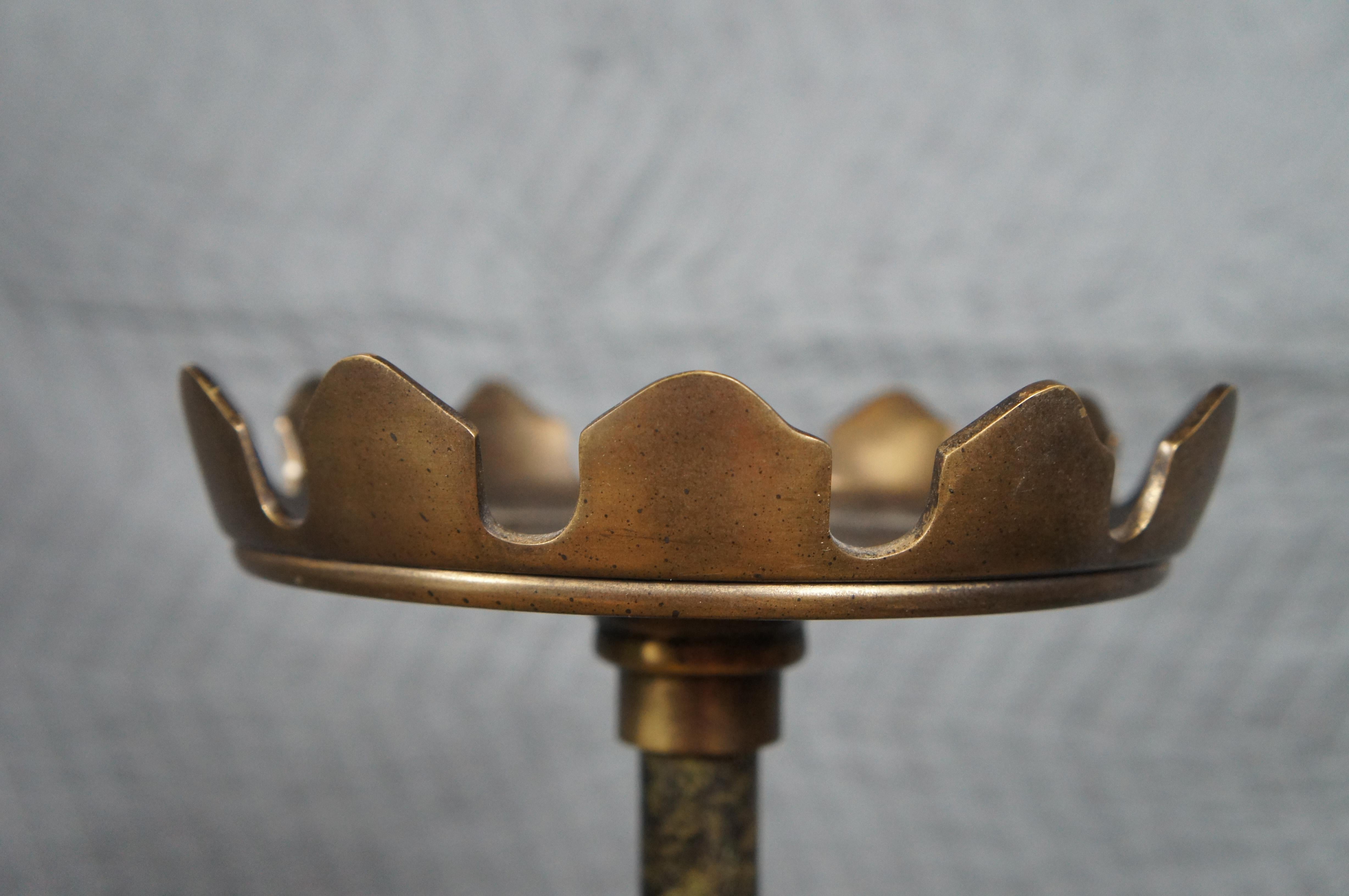 2 Maitland Smith Spanish Revival Faux Marbled Candle Holders Pricket Sticks 34