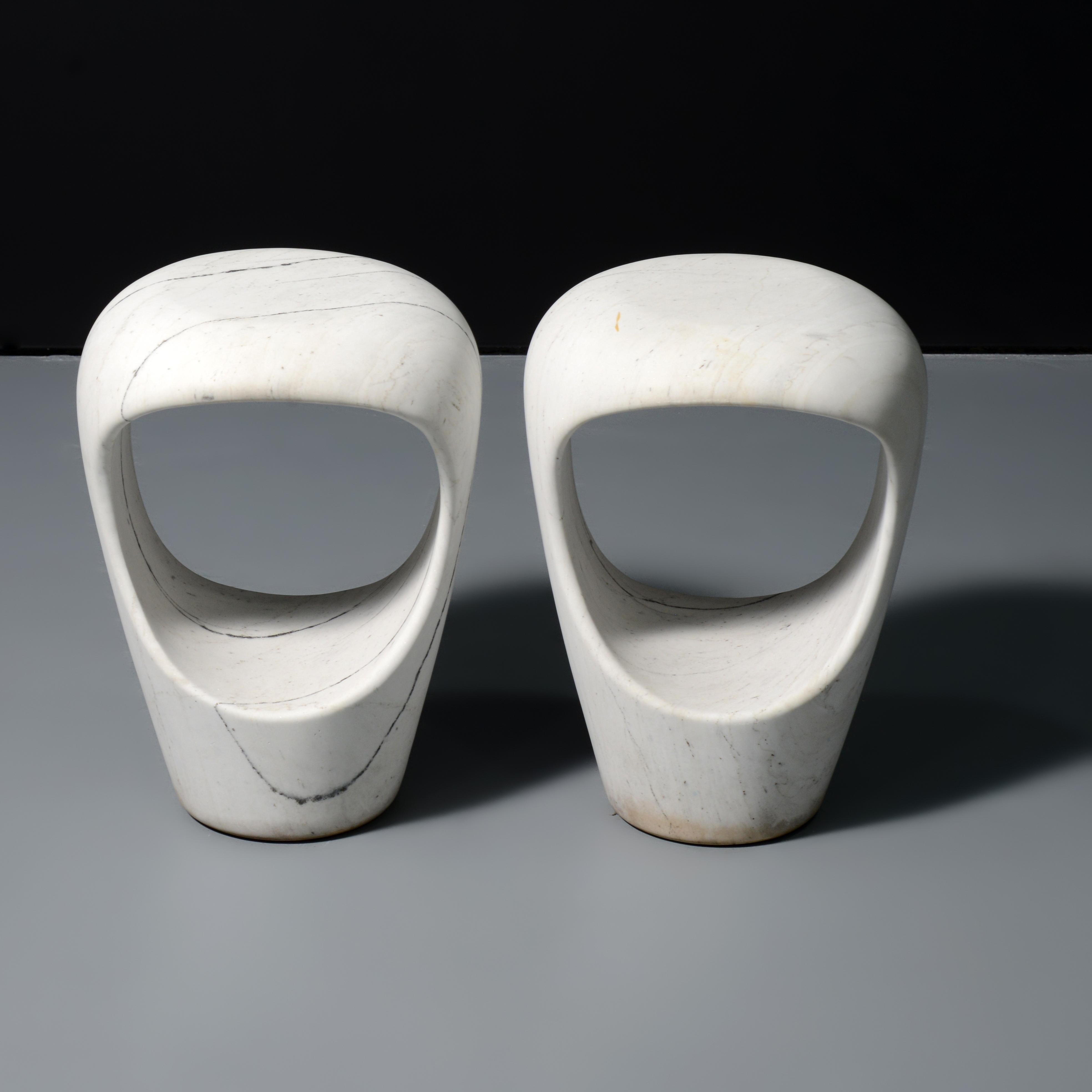 2 Marc Kurlander ADAM Marble Occasional Tables / Stools For Sale 1