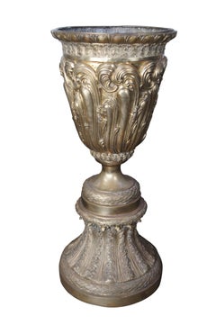 2 Massive French Gilt Bronze Footed Palace Urns Planter Jardinière Vase Pair 59"