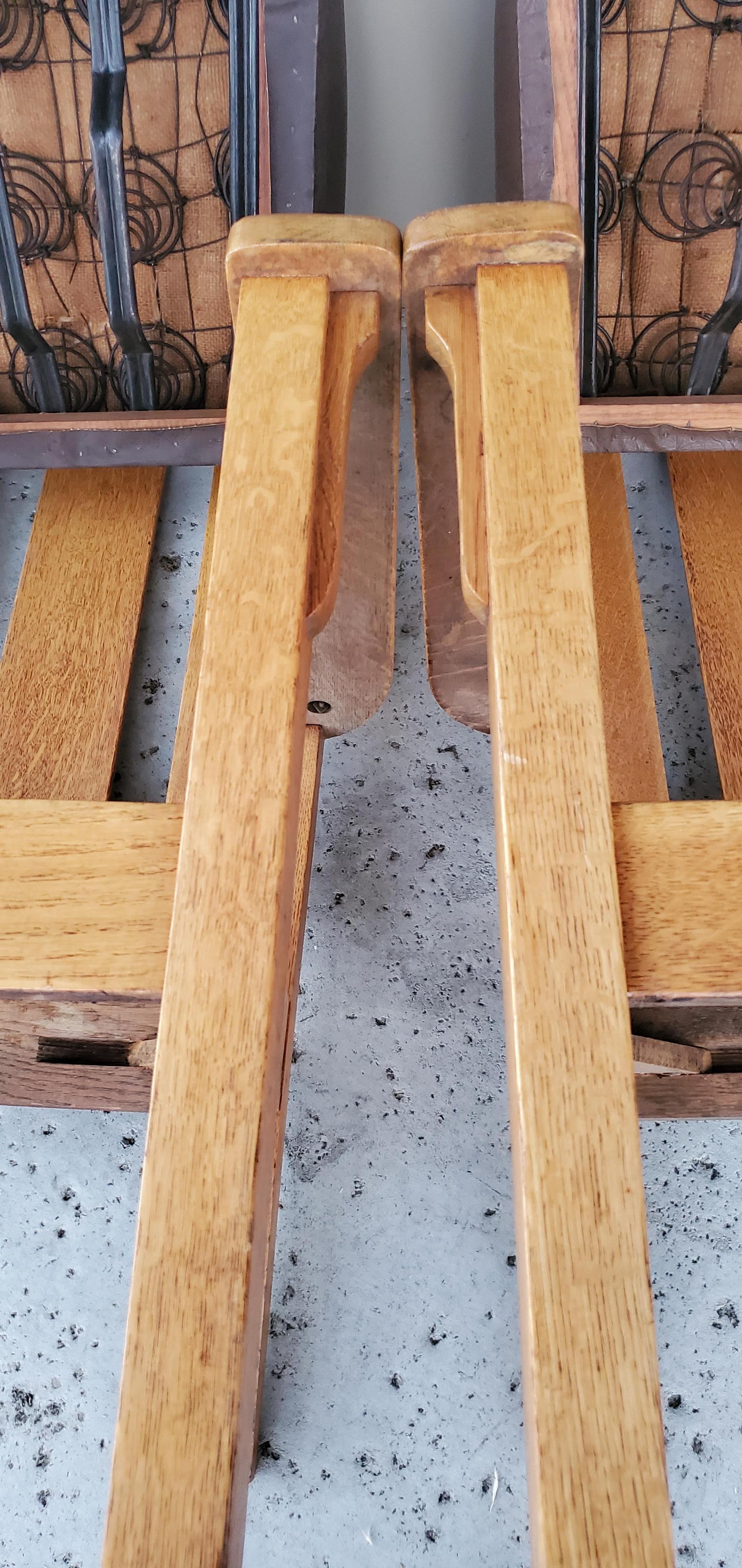 2 sillones a juego de roble aserrado de la Misión de 1910 y asiento de cuero desmontable en venta 5