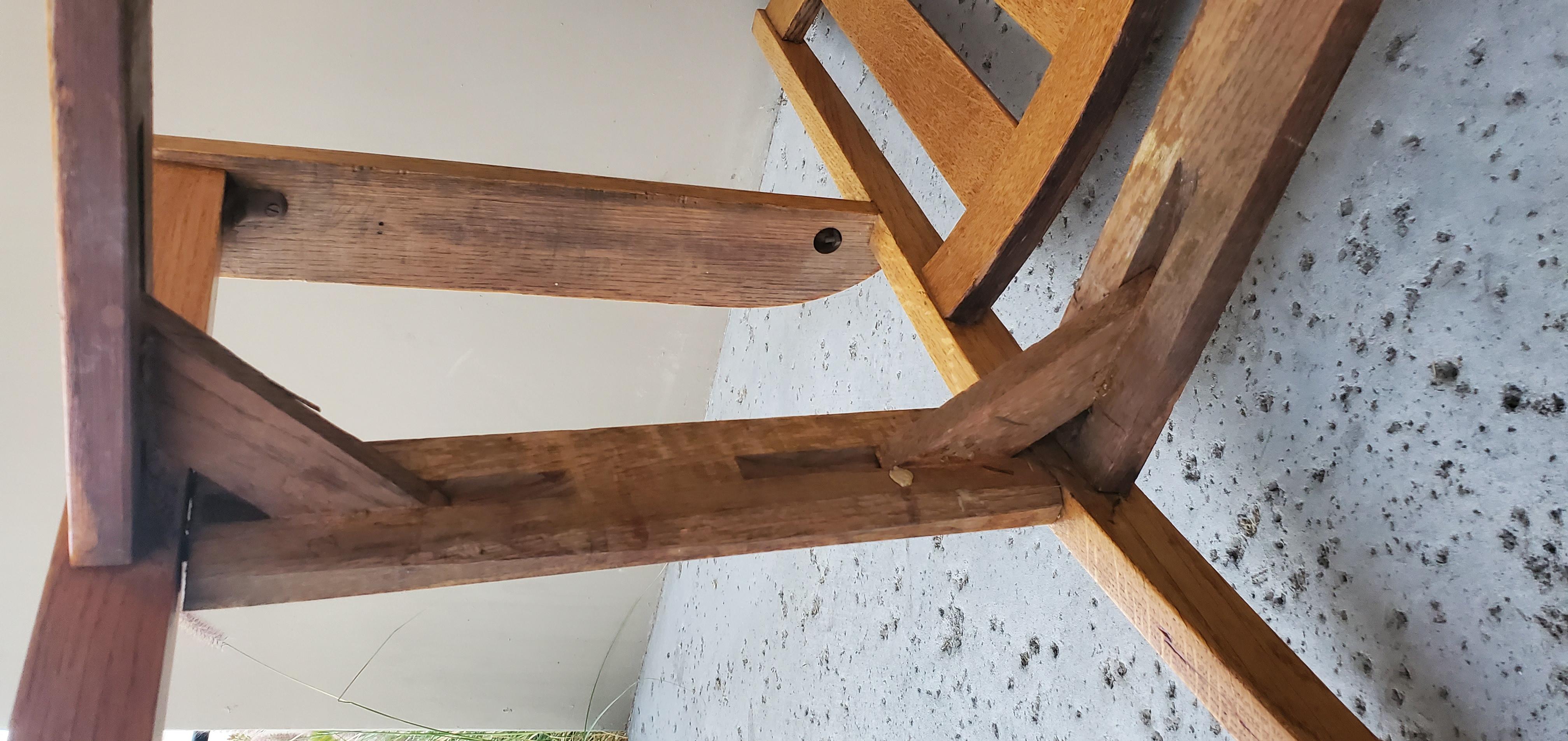 2 sillones a juego de roble aserrado de la Misión de 1910 y asiento de cuero desmontable en venta 12