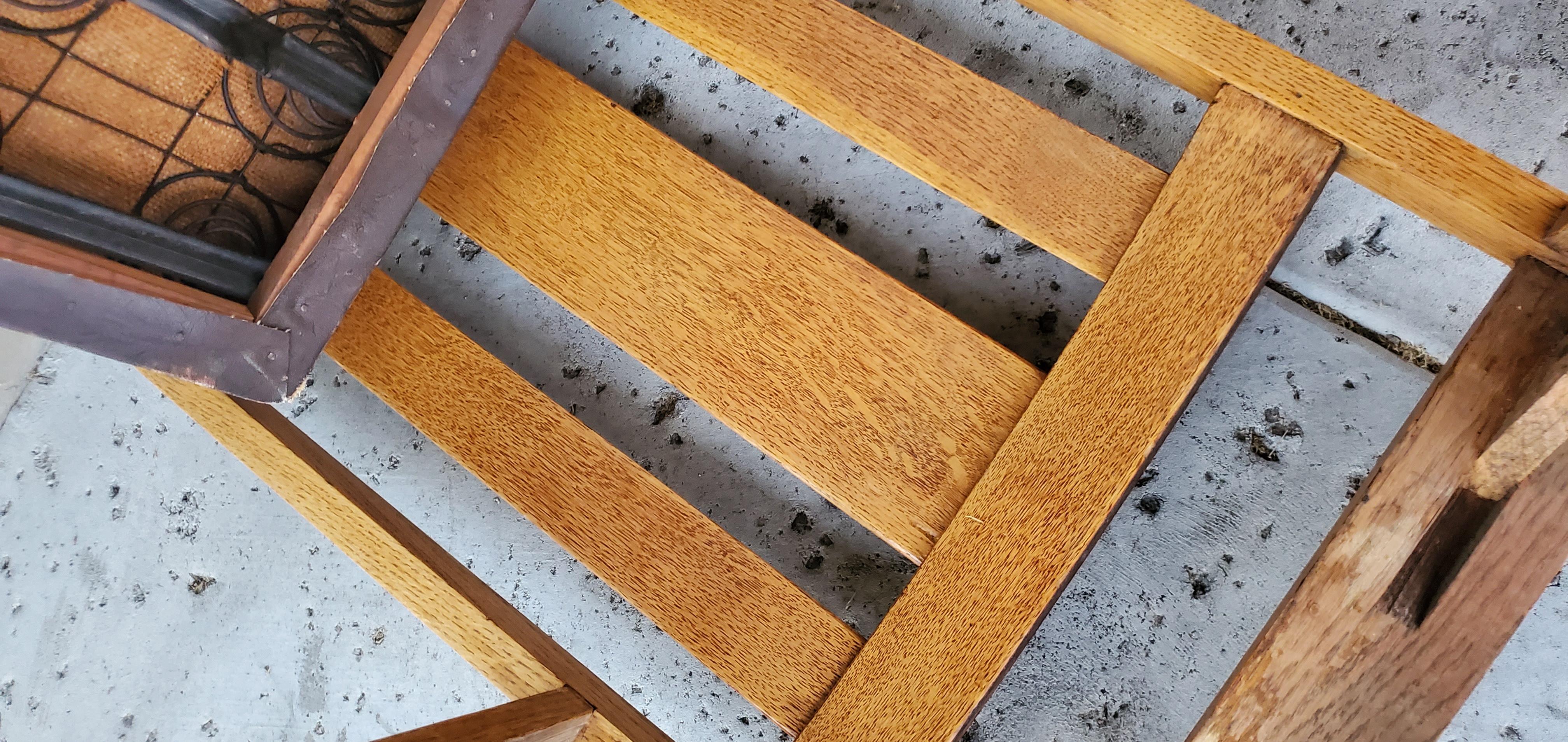 2 sillones a juego de roble aserrado de la Misión de 1910 y asiento de cuero desmontable en venta 14