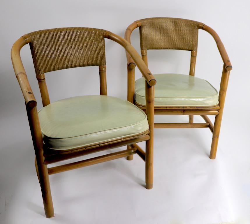 2 Matching Bamboo Arm Chairs Attributed to McGuire 3