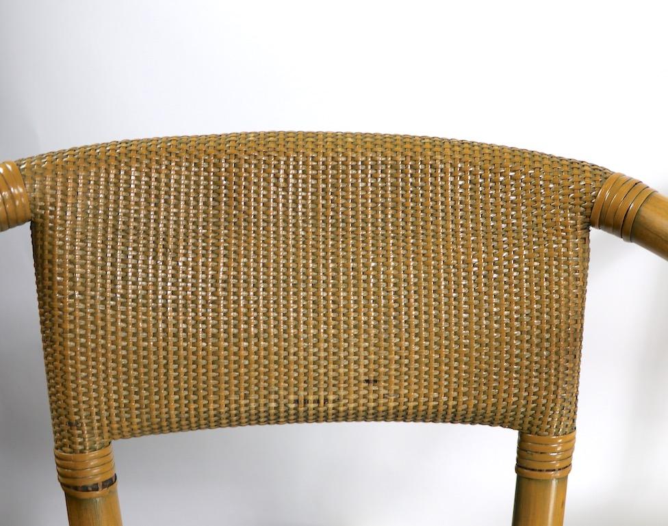 2 Matching Bamboo Arm Chairs Attributed to McGuire 4