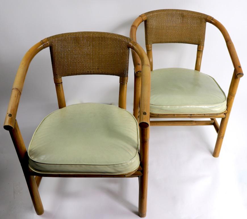 2 Matching Bamboo Arm Chairs Attributed to McGuire 5