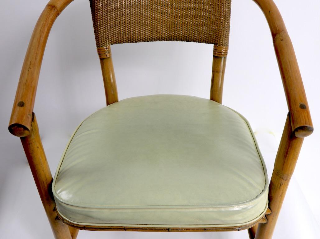 Mid-Century Modern 2 Matching Bamboo Arm Chairs Attributed to McGuire