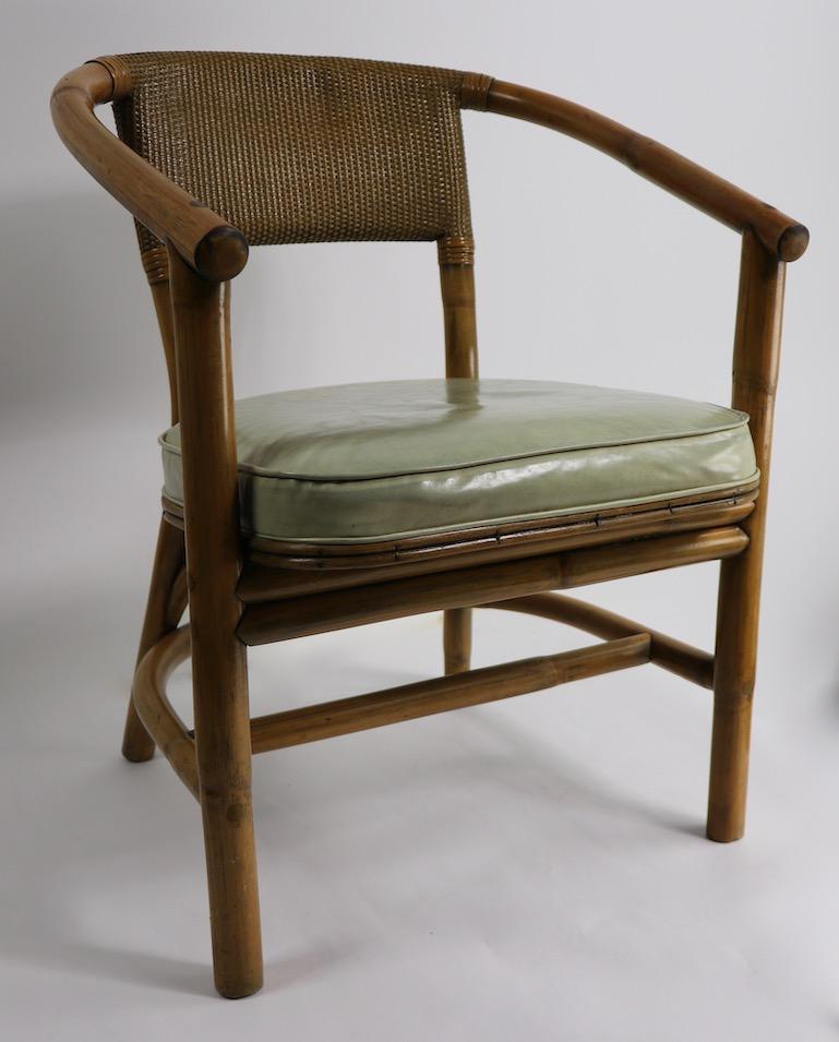 American 2 Matching Bamboo Arm Chairs Attributed to McGuire