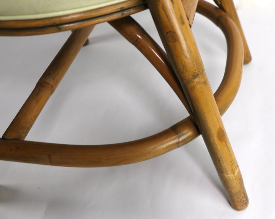 Upholstery 2 Matching Bamboo Arm Chairs Attributed to McGuire